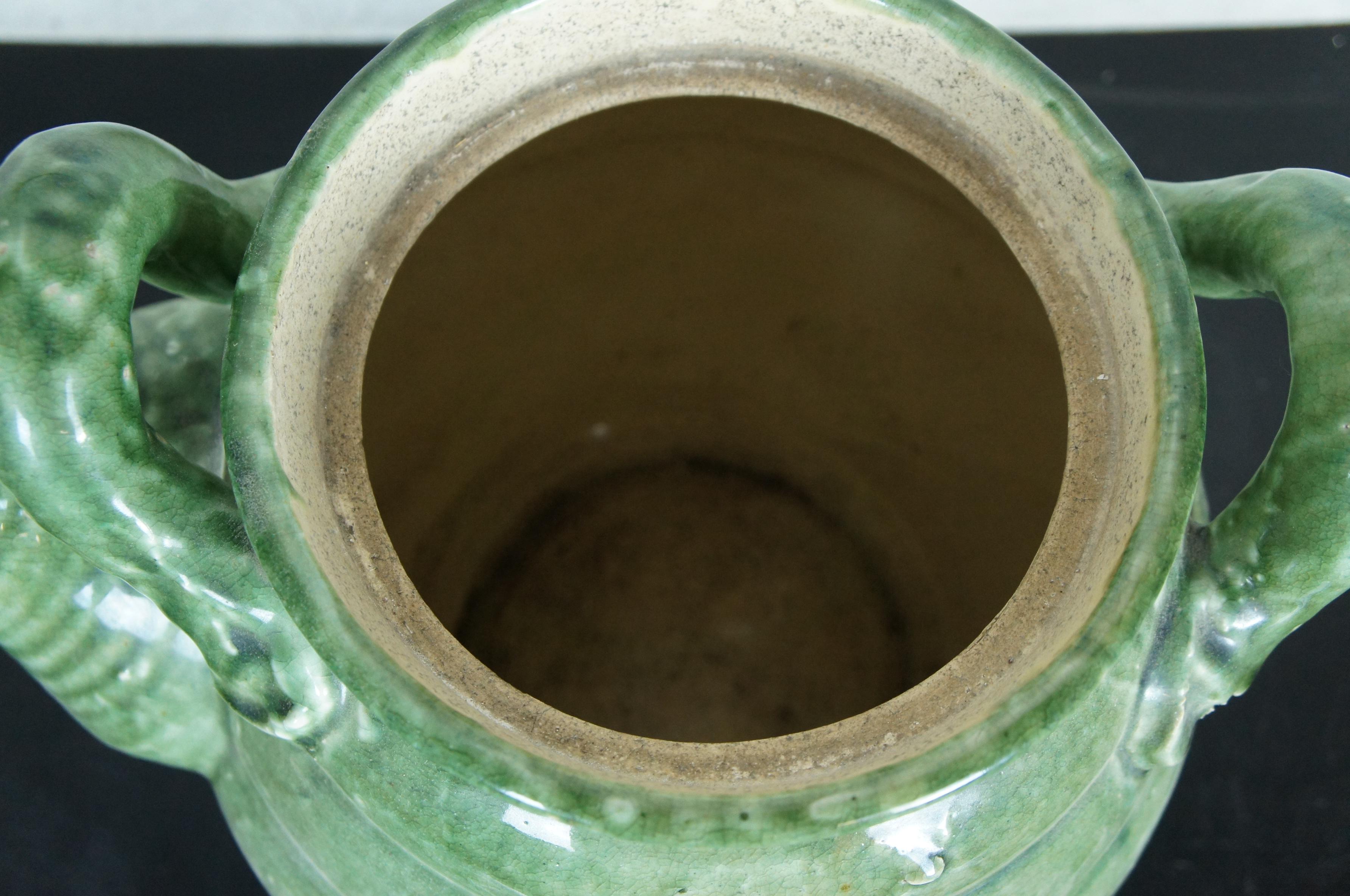 Japanische Shigaraki-Teekanne/Wasserkrug/Krug aus Steingut mit grüner Glasur und Steinguttöpferwaren, japanisch, 19