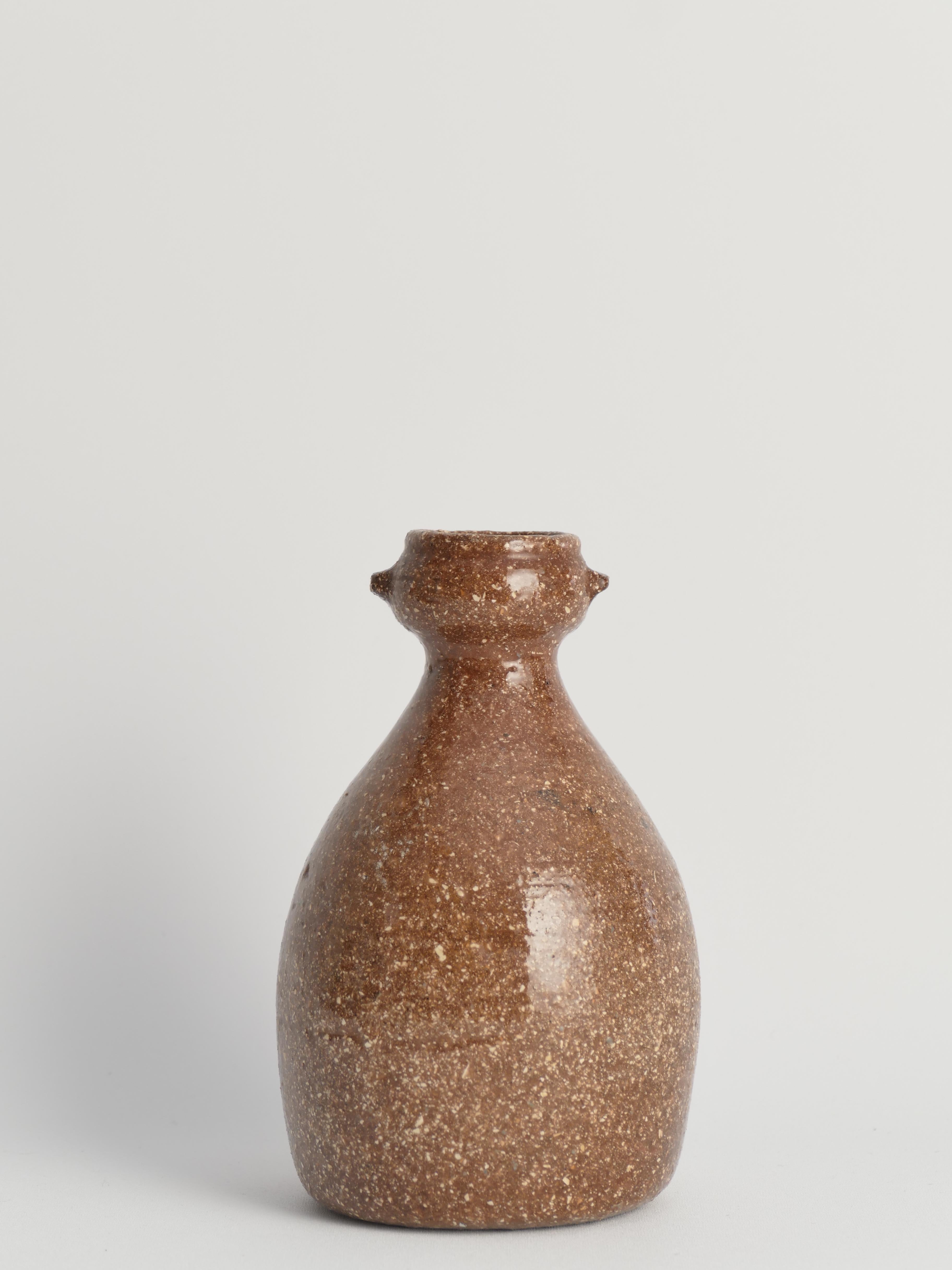 Other Japanese Shigaraki Inspired Handmade Stoneware Vase with Barnacle-Like Texture For Sale