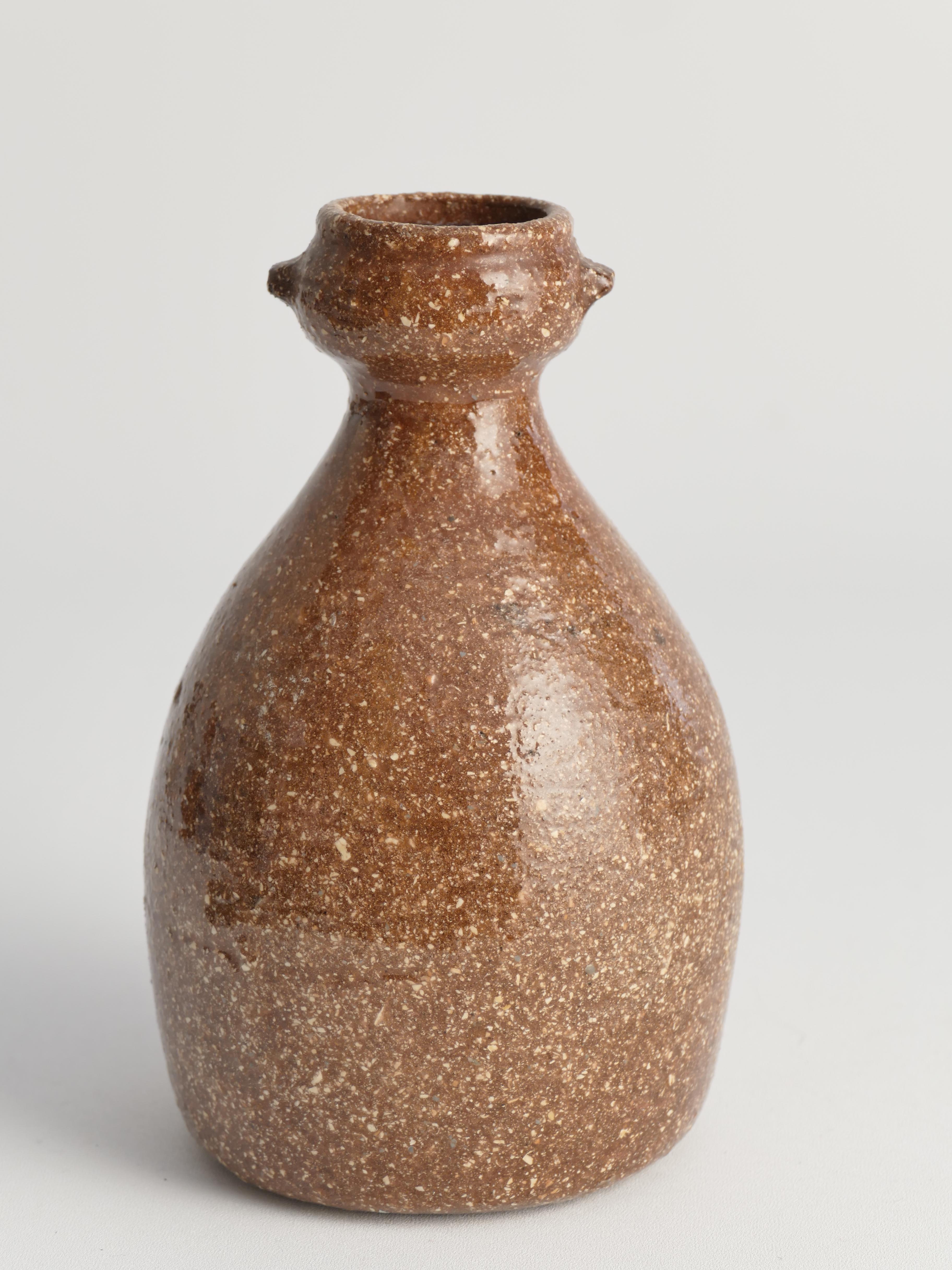 20th Century Japanese Shigaraki Inspired Handmade Stoneware Vase with Barnacle-Like Texture For Sale