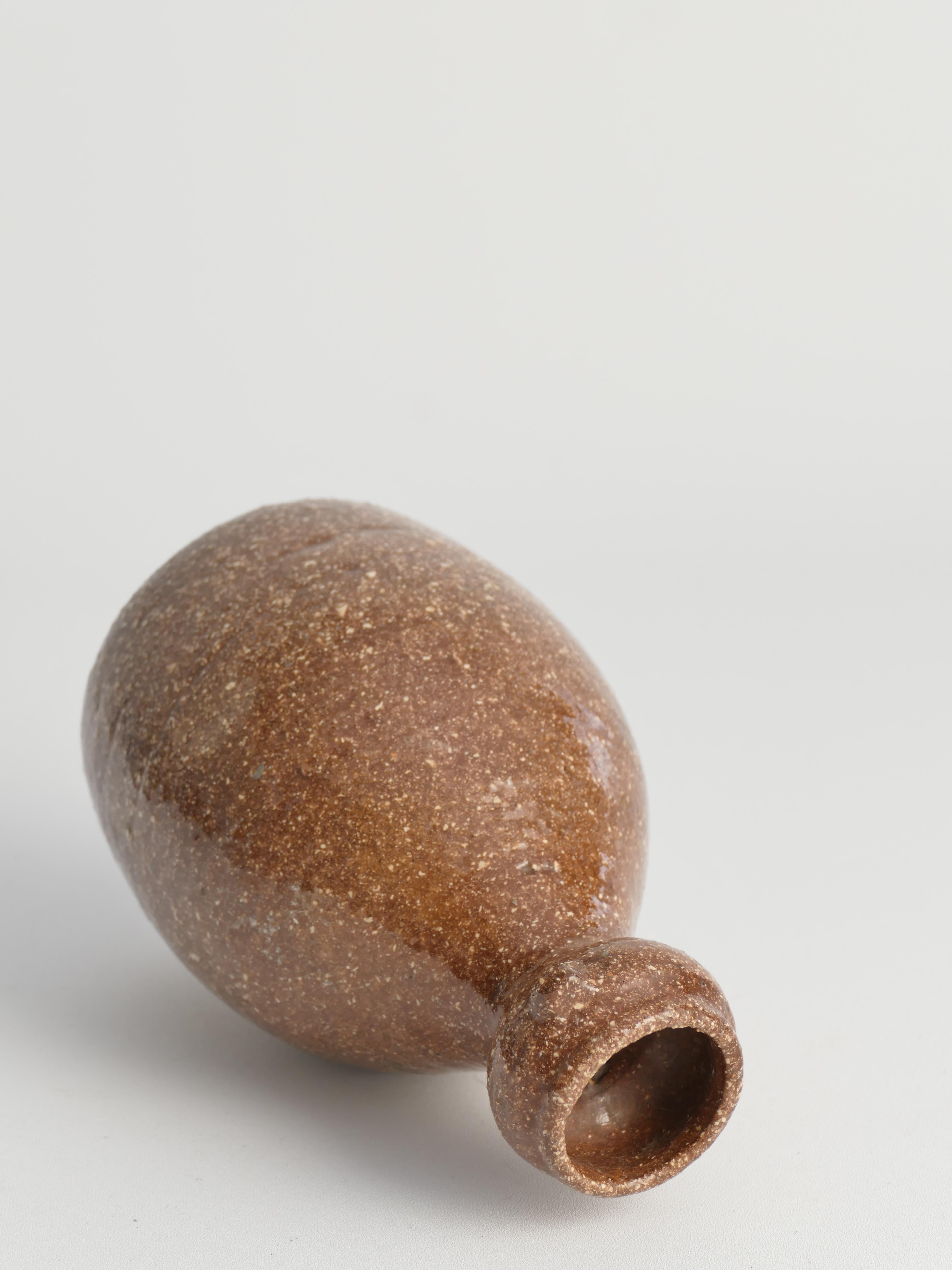 Japanese Shigaraki Inspired Handmade Stoneware Vase with Barnacle-Like Texture For Sale 1