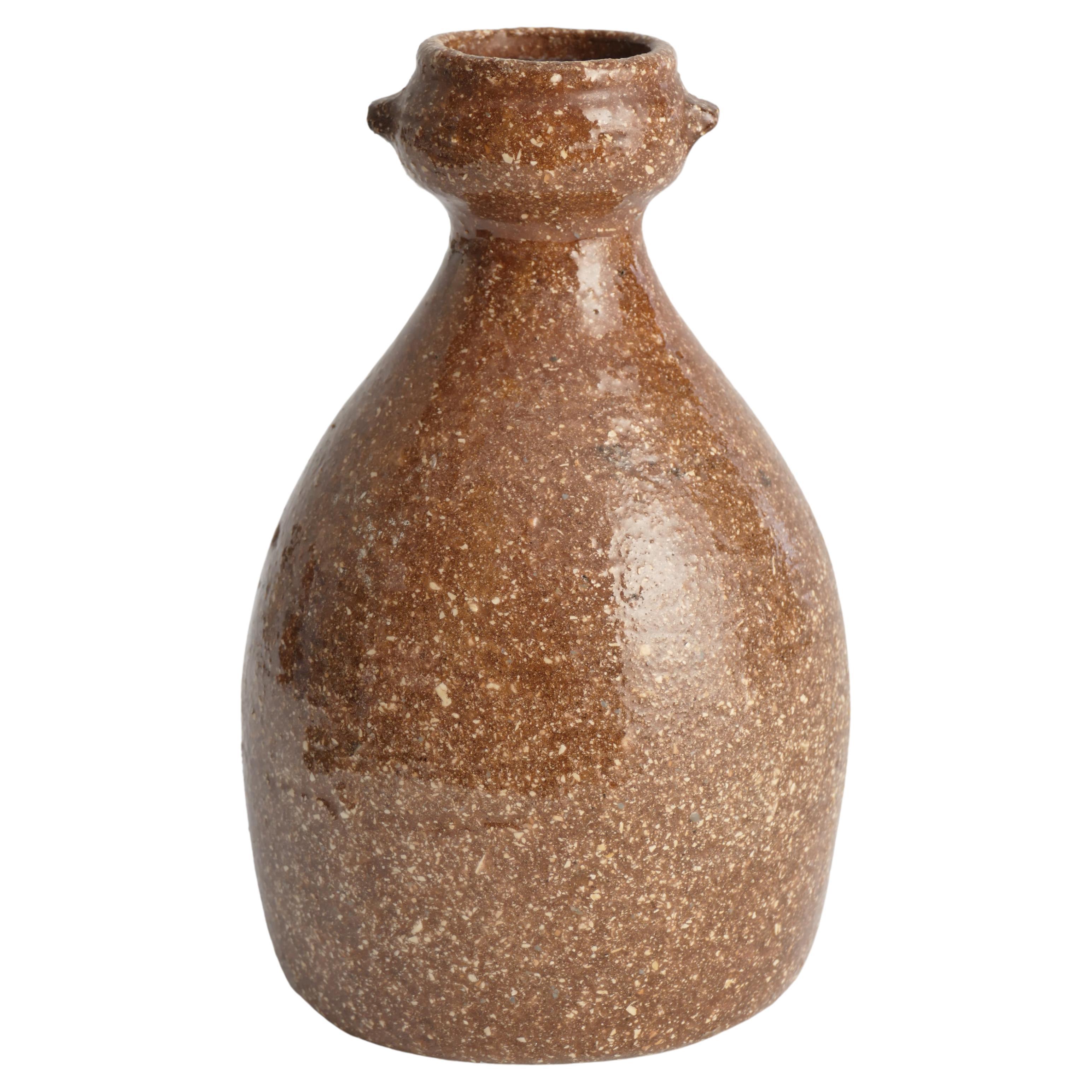 Japanese Shigaraki Inspired Handmade Stoneware Vase with Barnacle-Like Texture For Sale