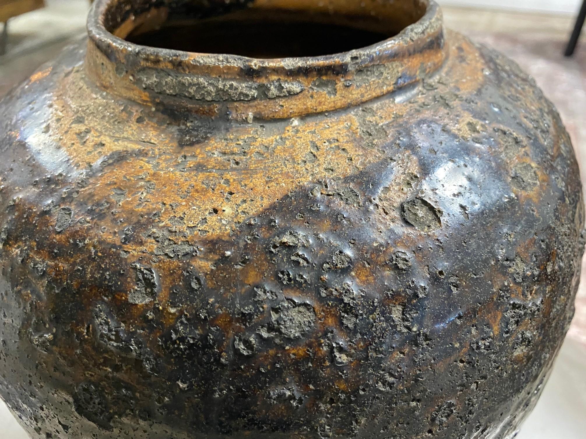 Japanese Shigaraki Iron Glazed Large Stoneware Pottery Tsubo Jar Vase Edo Period 9