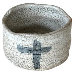 Bol  th chawan en porcelaine japonaise Shino de Toyoda Katsuhiko