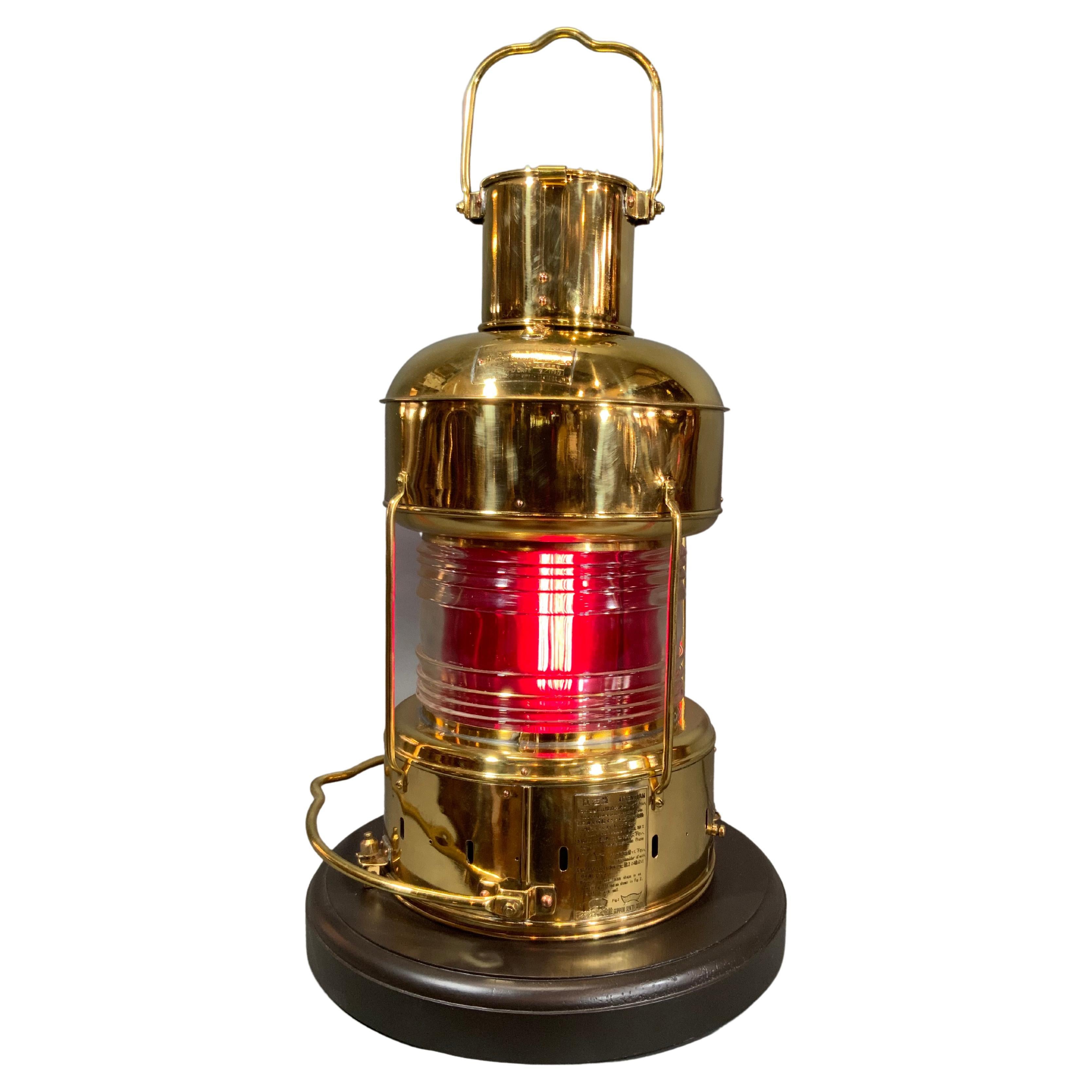 Japanese Ship's Lantern of Solid Brass by Nippon Sento Co. LTD For Sale