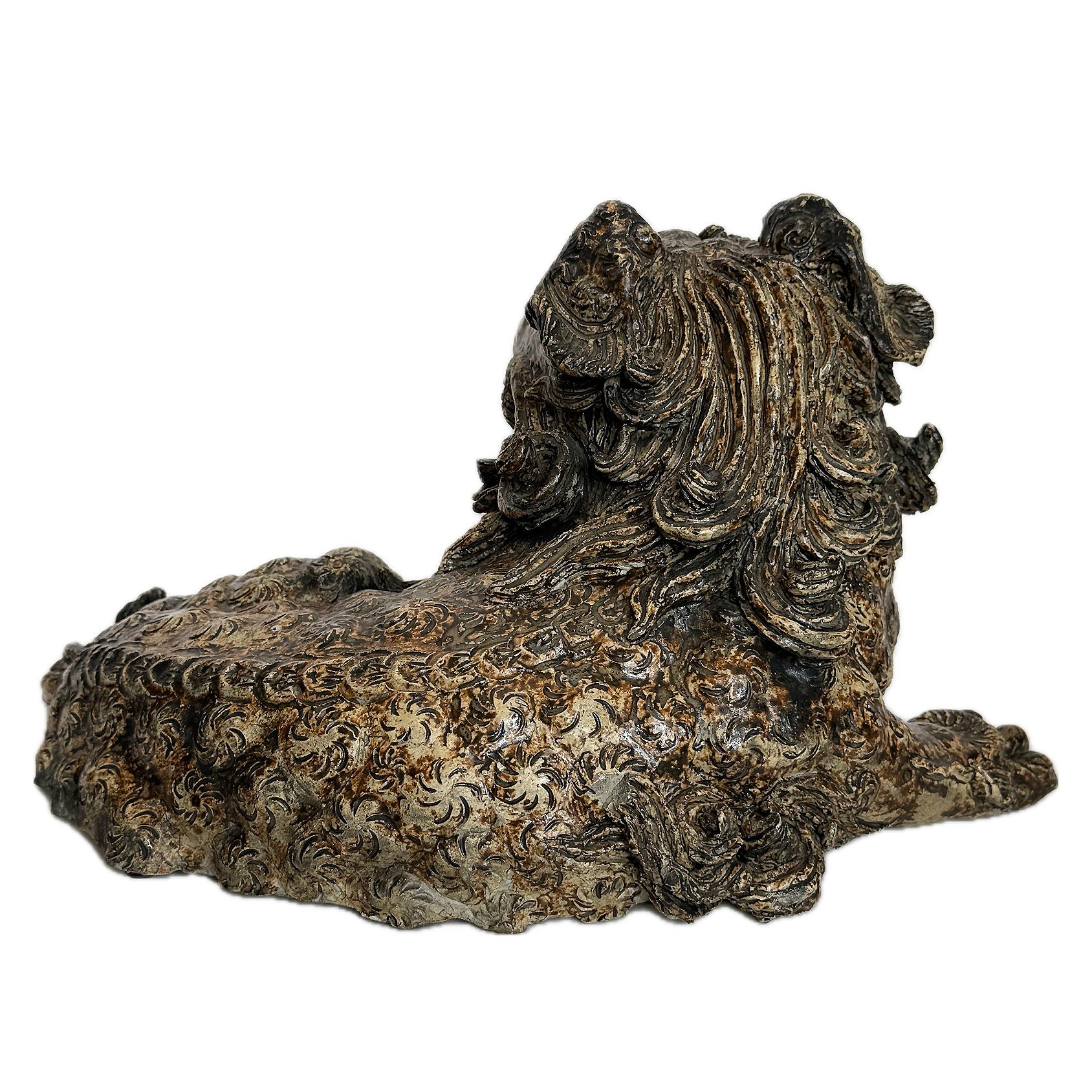 Perro japonés Shishi, Cerámica, horno Kakuzan Tsuruyama, periodo Taisho Hecho a mano en venta