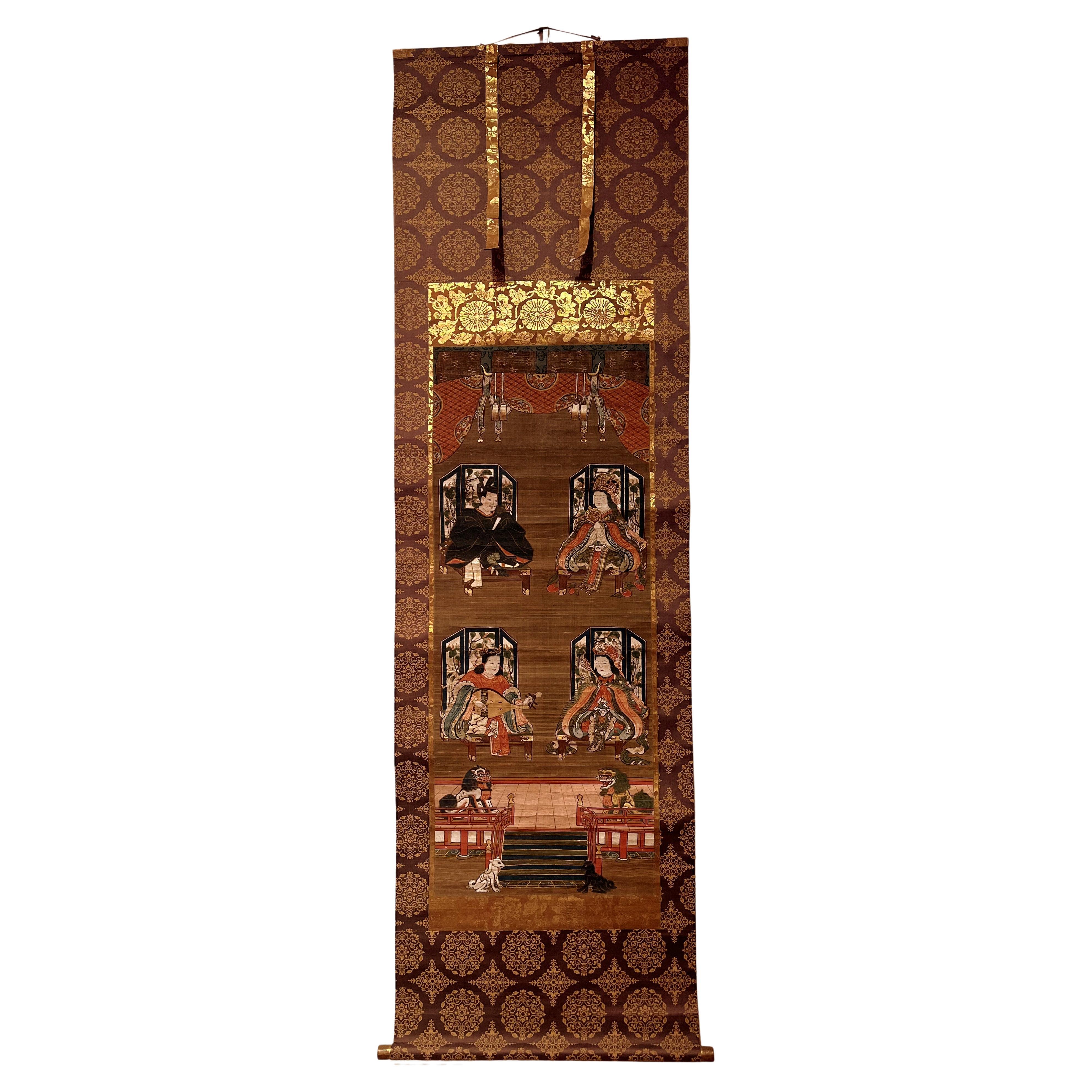 Japanese Shito Religion of Four Deities, Scroll Painting For Sale