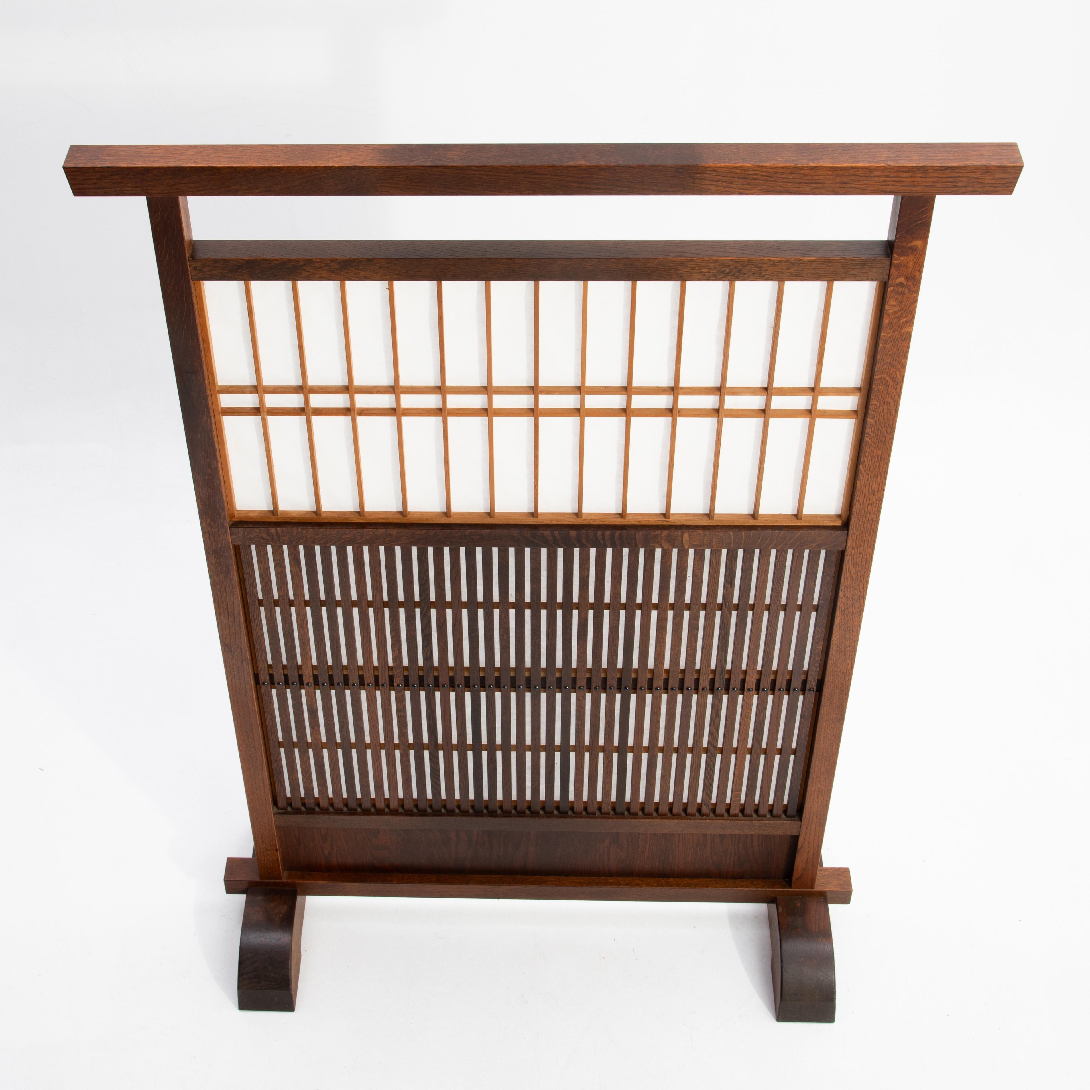 Brise-vue japonais Shoji Zelkova Kumiko Washi Milieu du siècle 3