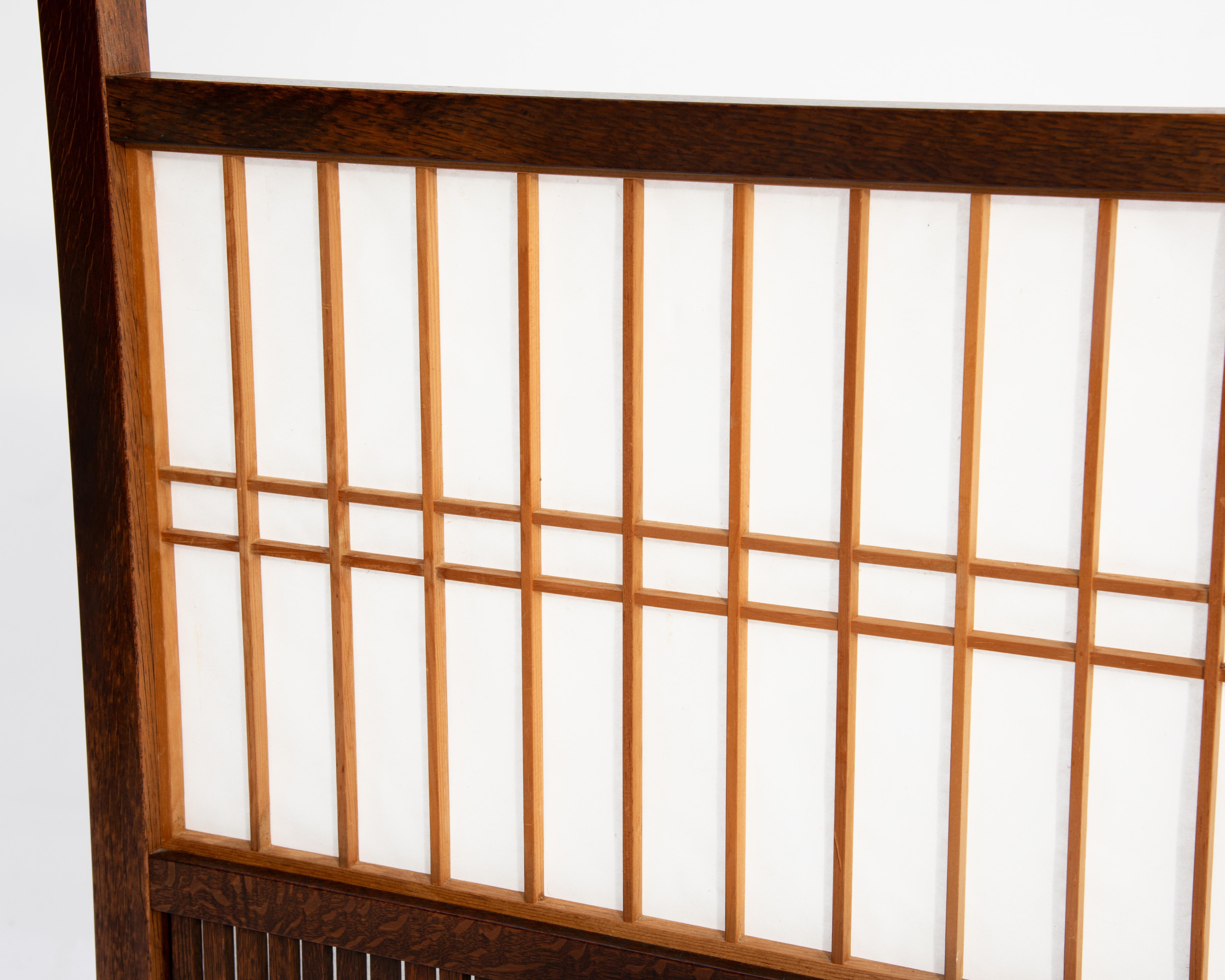 Brise-vue japonais Shoji Zelkova Kumiko Washi Milieu du siècle 5