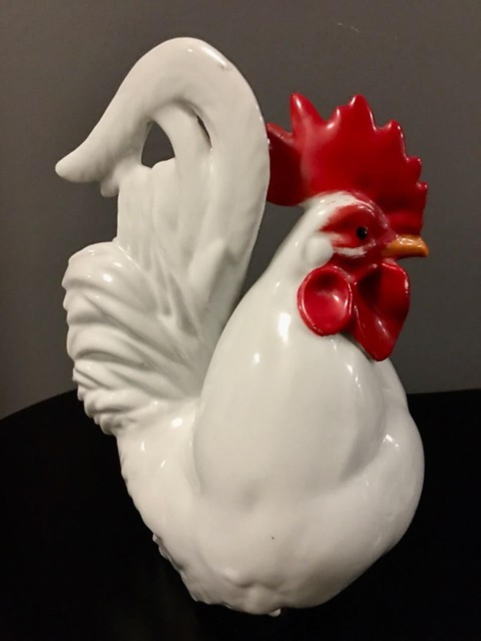 Japanese Showa Arita Porcelain Rooster and Hen Figures For Sale 2