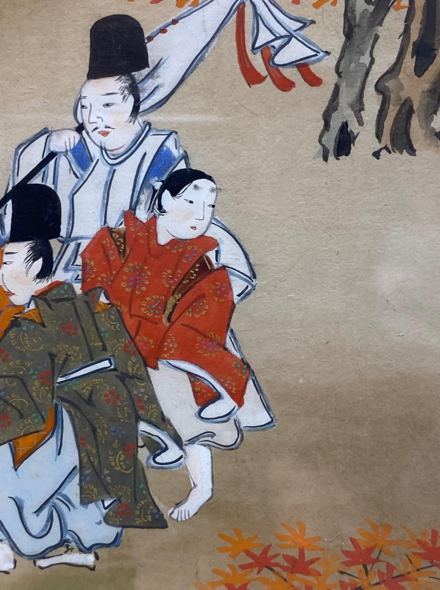 Japanese Showa Edo Tale of the Genji Landscape Painting For Sale 5