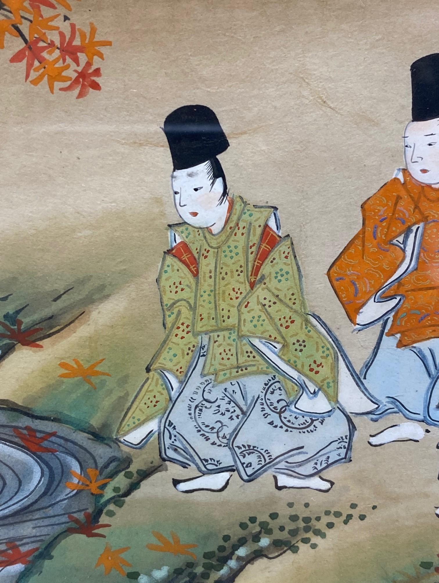 Japanese Showa Edo Tale of the Genji Landscape Painting For Sale 7