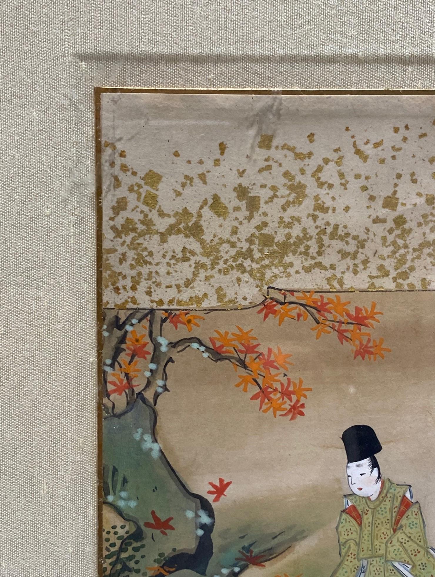 Japanese Showa Edo Tale of the Genji Landscape Painting For Sale 1