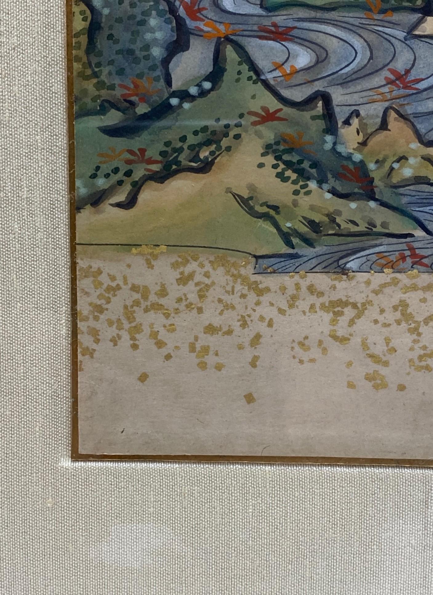 Japanese Showa Edo Tale of the Genji Landscape Painting For Sale 2