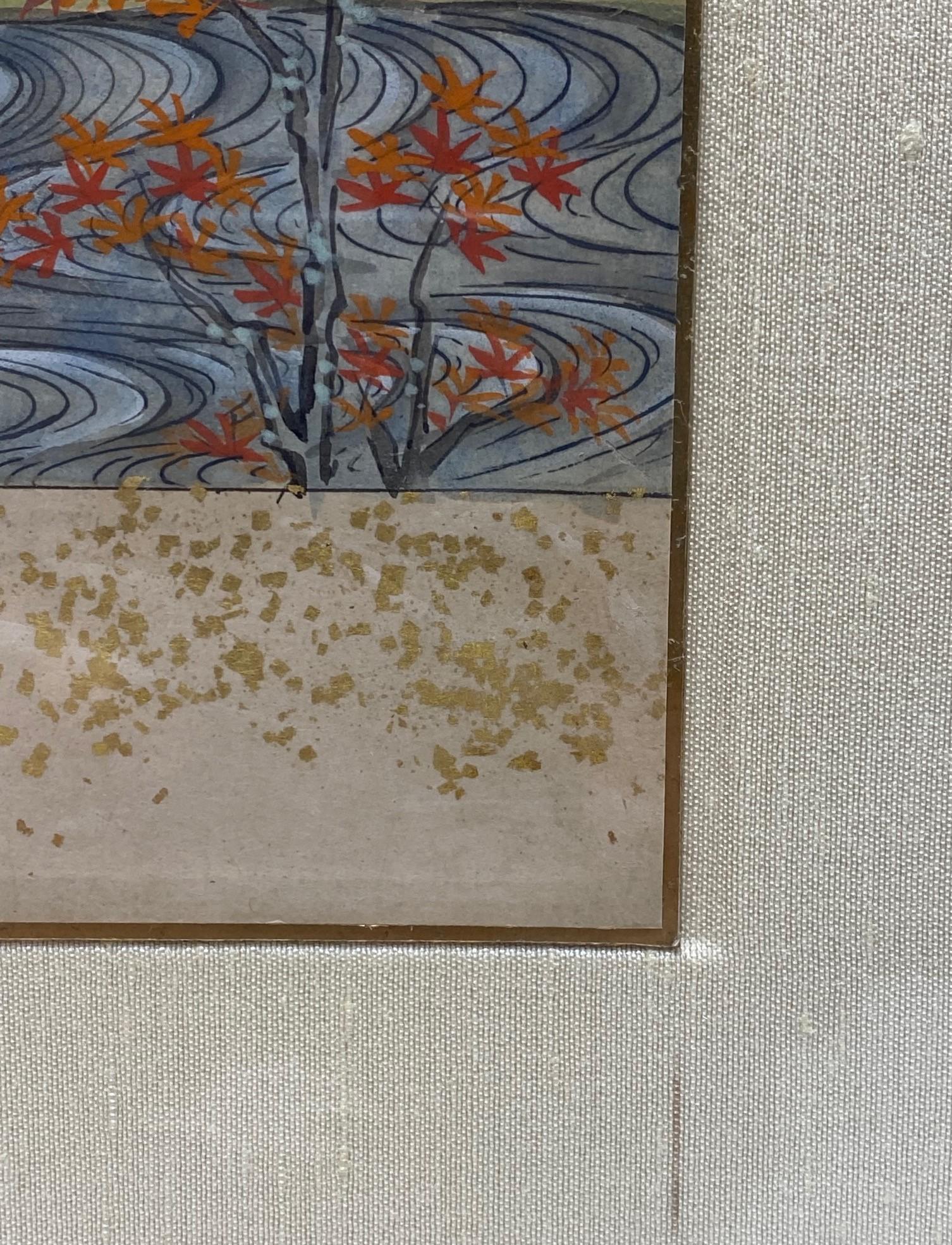 Japanese Showa Edo Tale of the Genji Landscape Painting For Sale 3