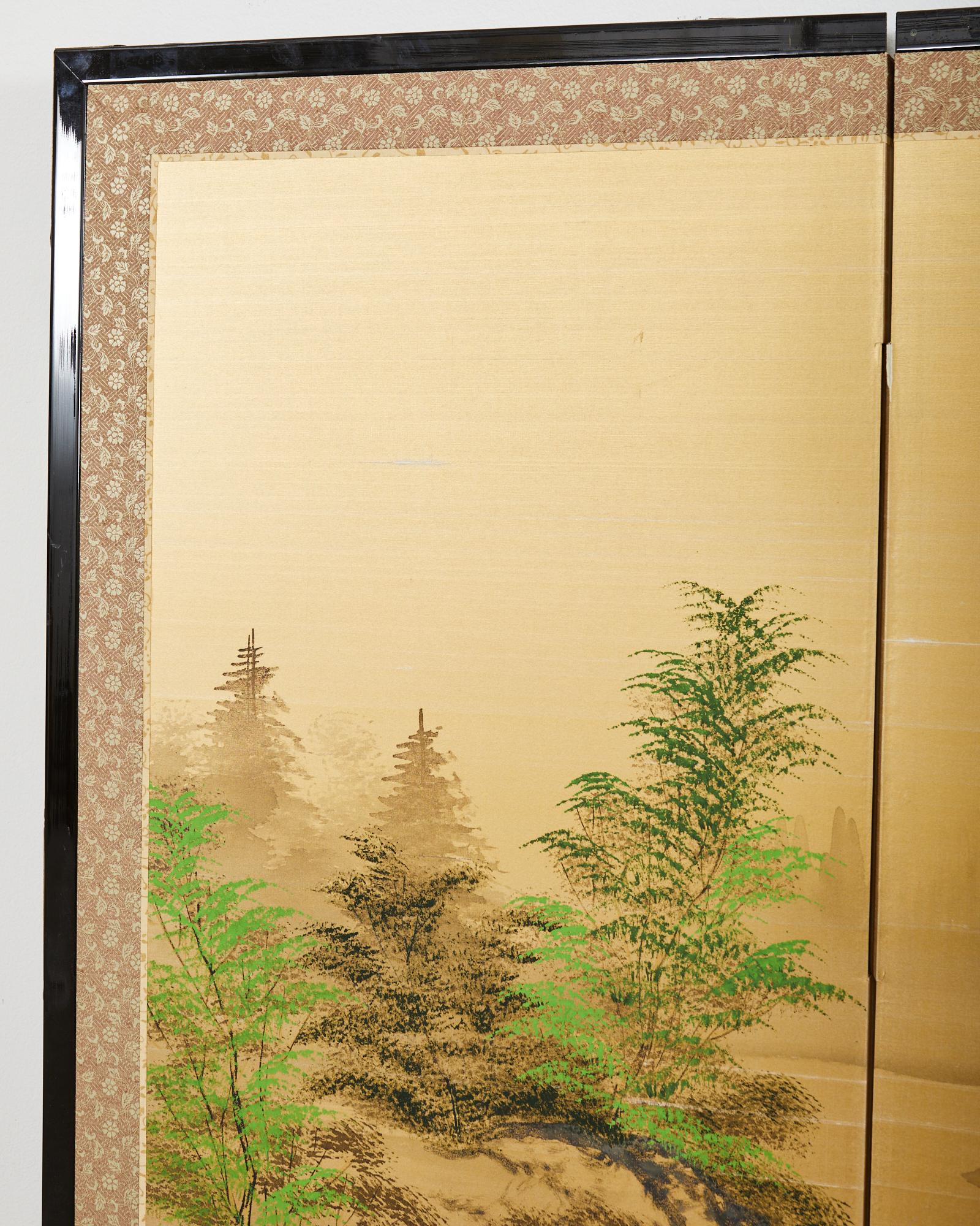 Japanese Showa Four Panel Screen Mount Fuji Landscape For Sale 5