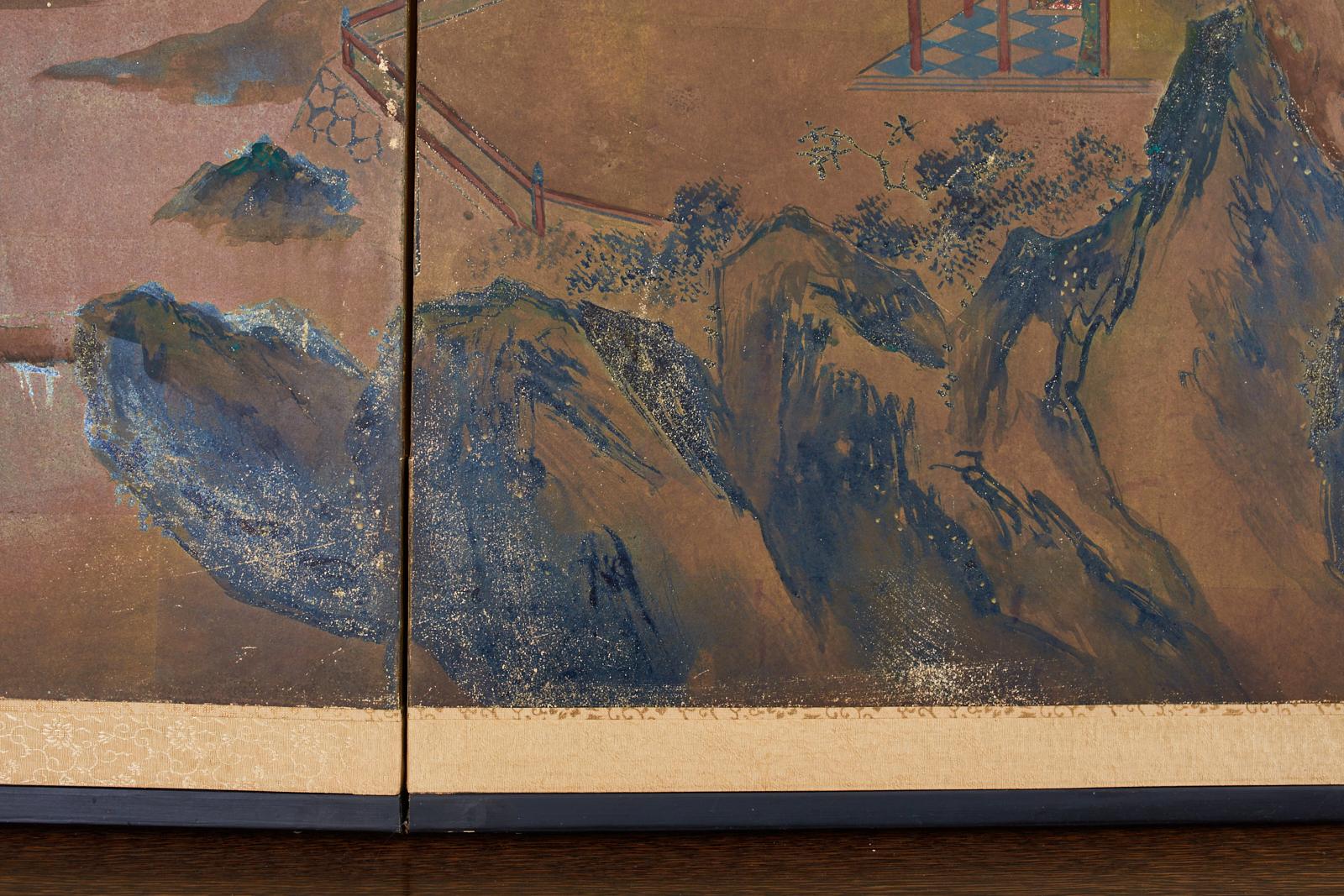 Japanese Showa Four Panel Screen Mountain Landscape 8