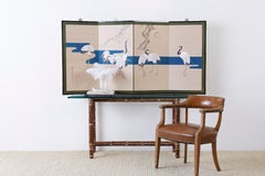 Japanese Showa Four-Panel Screen of Red Crowned Cranes
