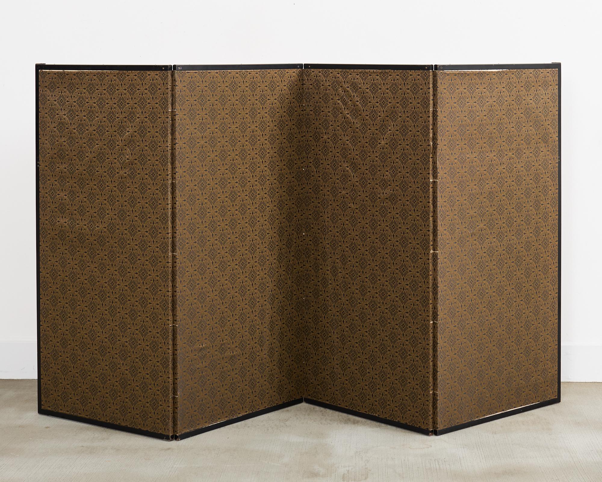 Japanese Showa Four Panel Screen Spring Flowers on Gilt For Sale 14