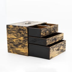 Japanese Shōwa Lacquered Gold Maki‑E Calligraphy Chest