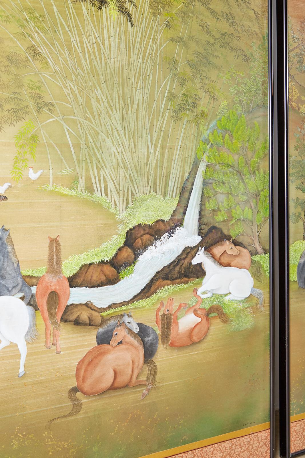 Japanische Showa-Gemälde auf Seidenpferden und Hirsch von Carlota T. Ige  im Angebot 7