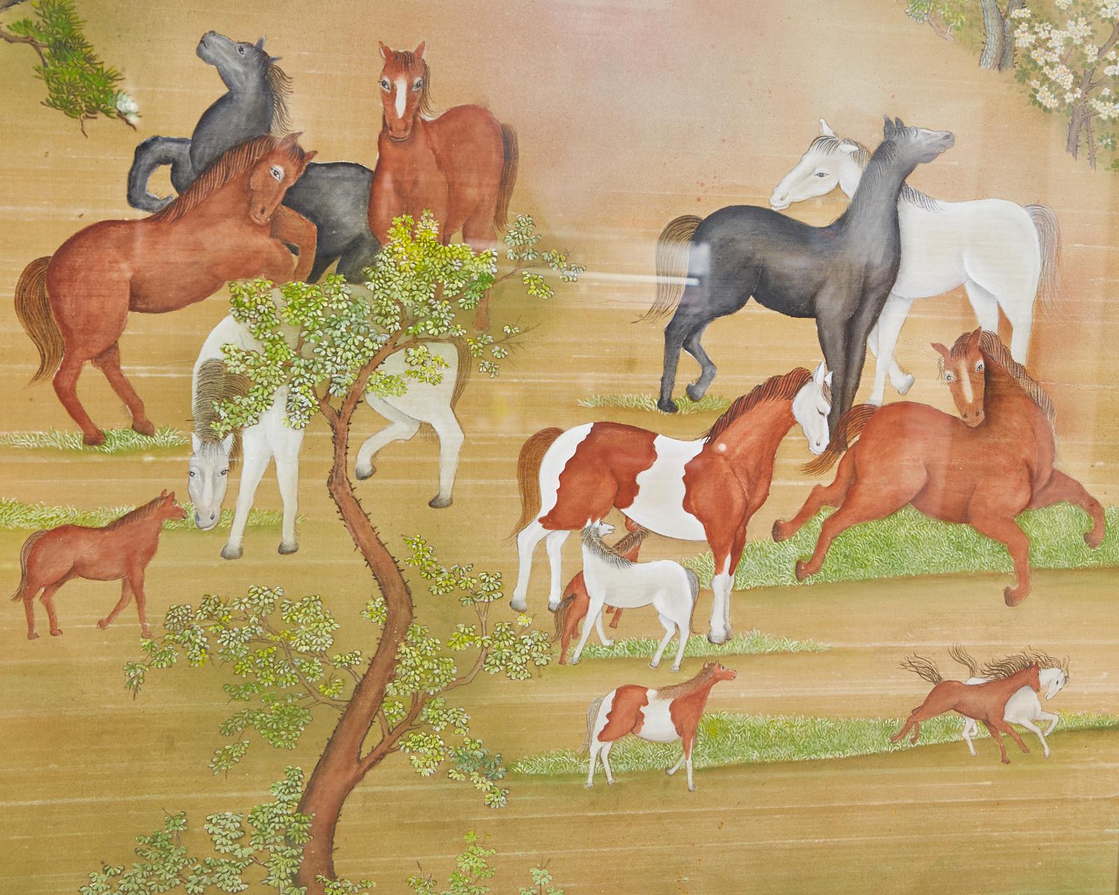 Japanische Showa-Gemälde auf Seidenpferden und Hirsch von Carlota T. Ige  im Angebot 8