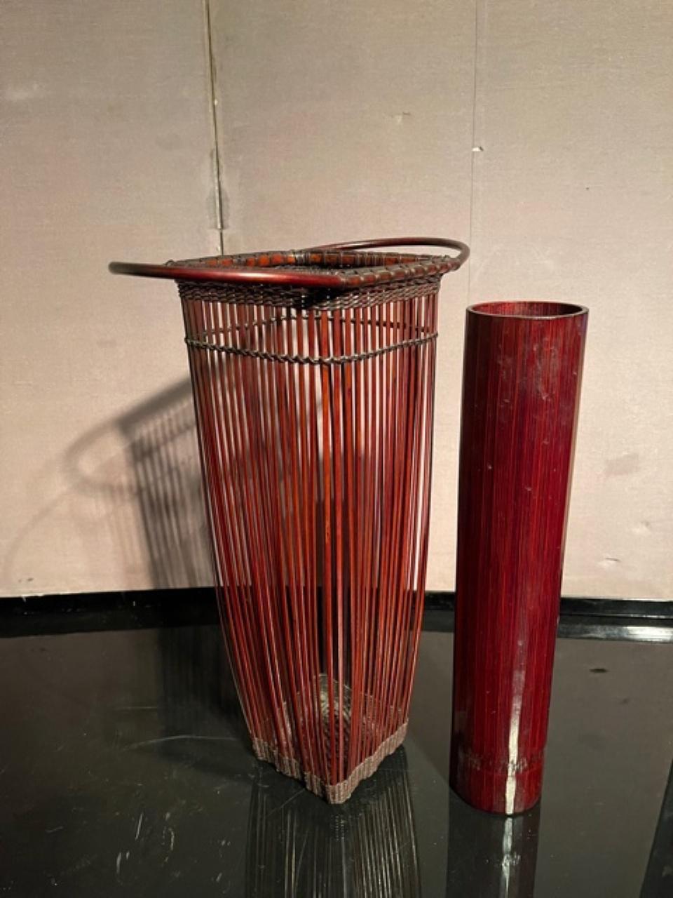 Japanese Showa Period Bamboo Ikebana Basket In Good Condition For Sale In New York, NY
