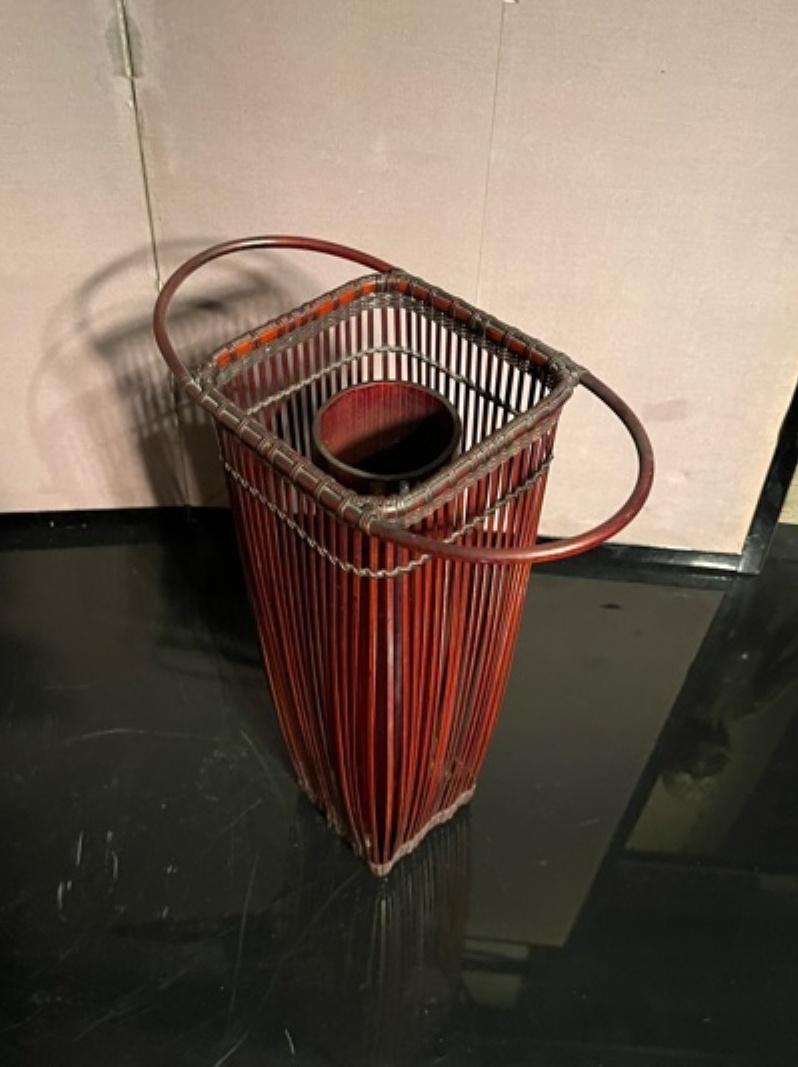 Japanese Showa Period Bamboo Ikebana Basket 3