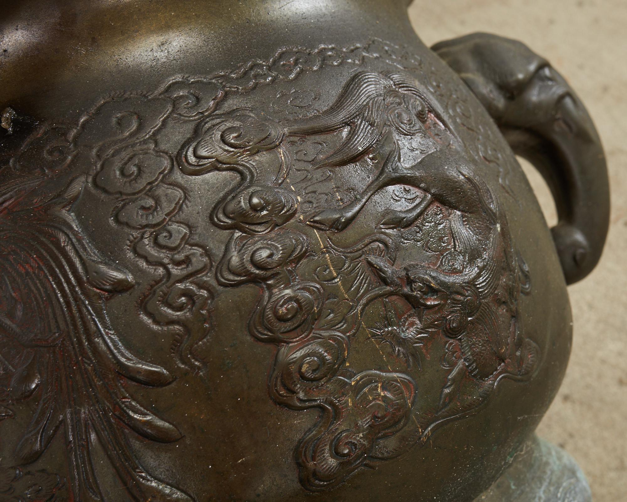 Japanese Showa Period Bronze Elephant Censer Planter Urn 5