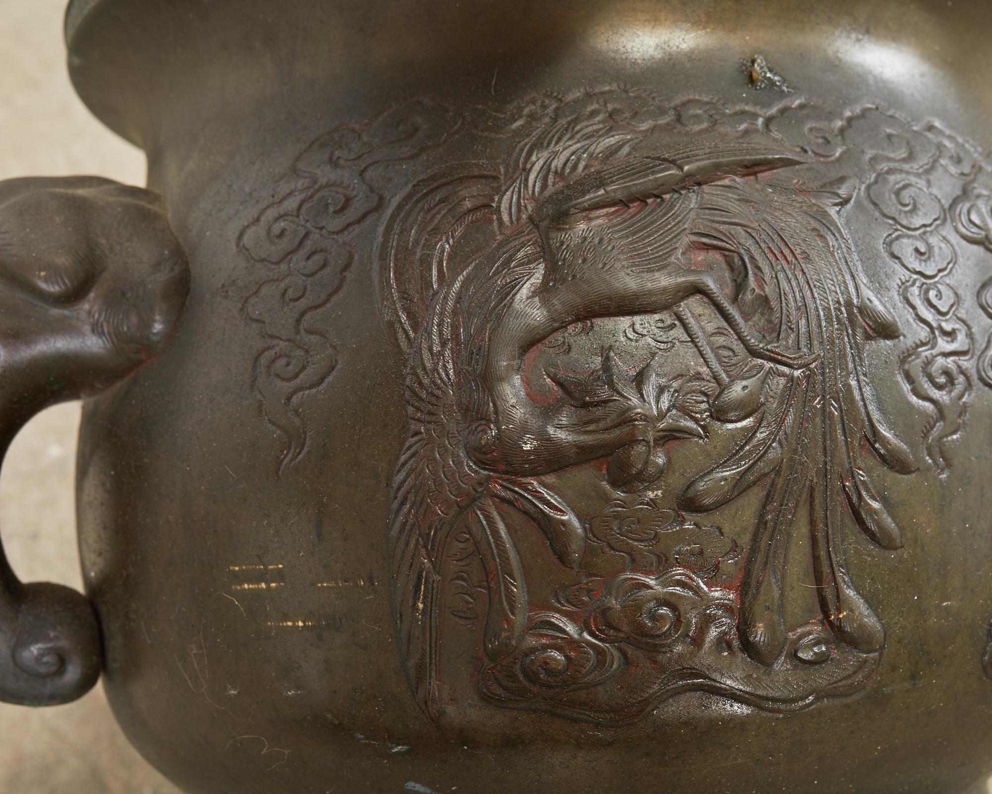 Japanese Showa Period Bronze Elephant Censer Planter Urn 6