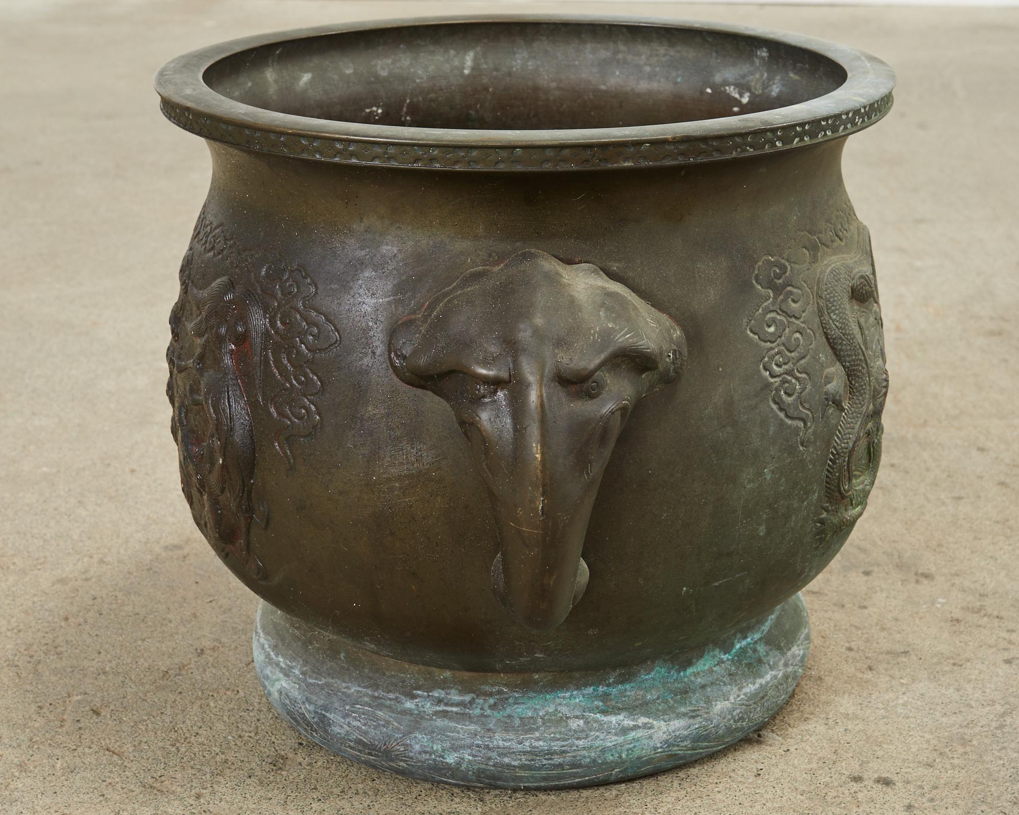 Japanese Showa Period Bronze Elephant Censer Planter Urn 3