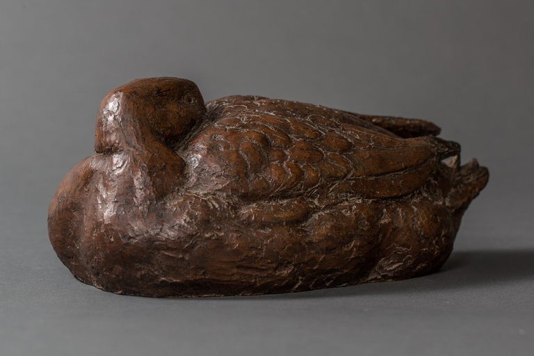 20th Century Japanese Showa Period Dry Lacquer Sculpture of a Duck For Sale