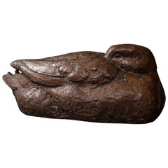 Sculpture japonaise en laque sèche de la période Showa d'un canard