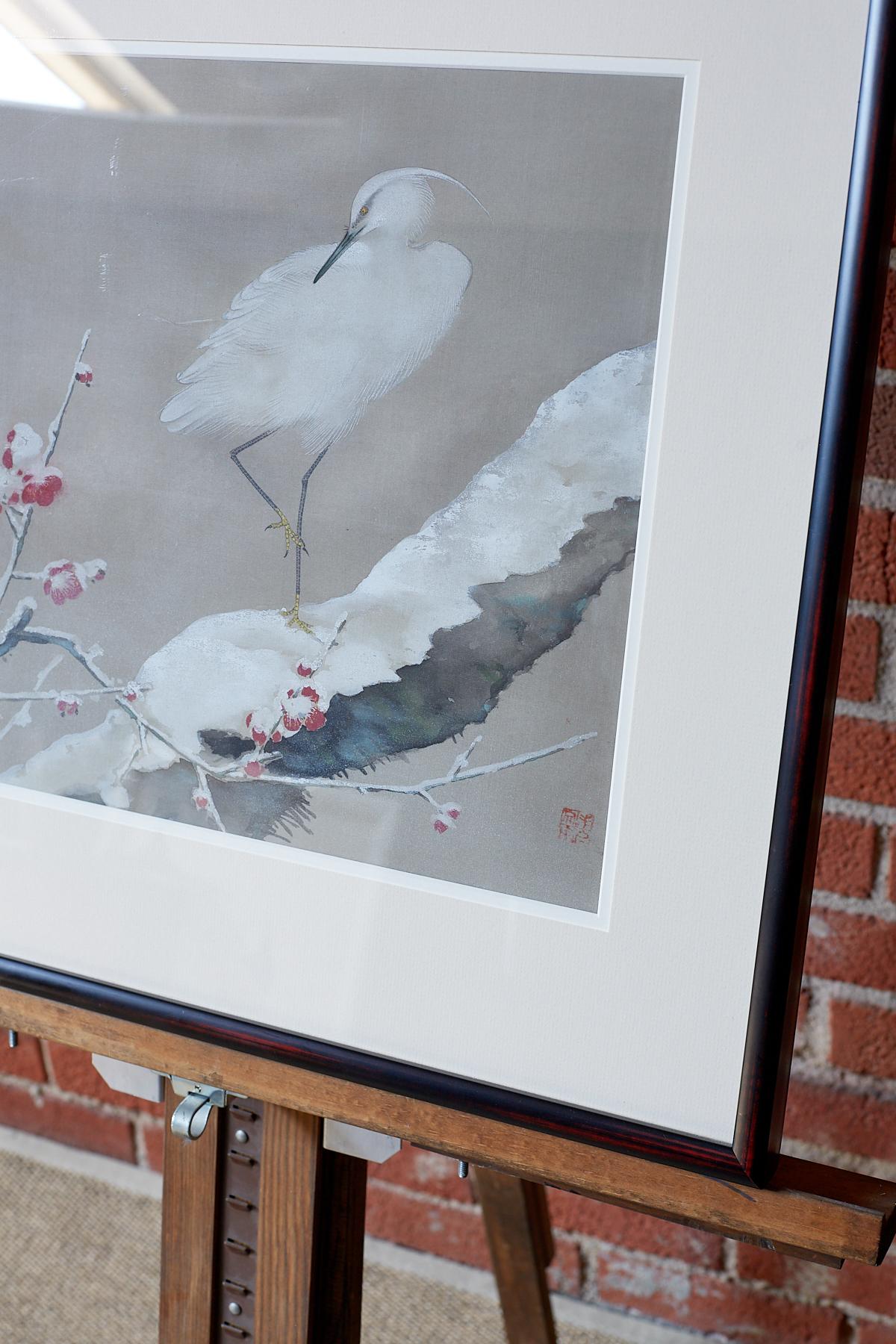 Japanese Showa Period Egret Painting by Miyata Yodo 4