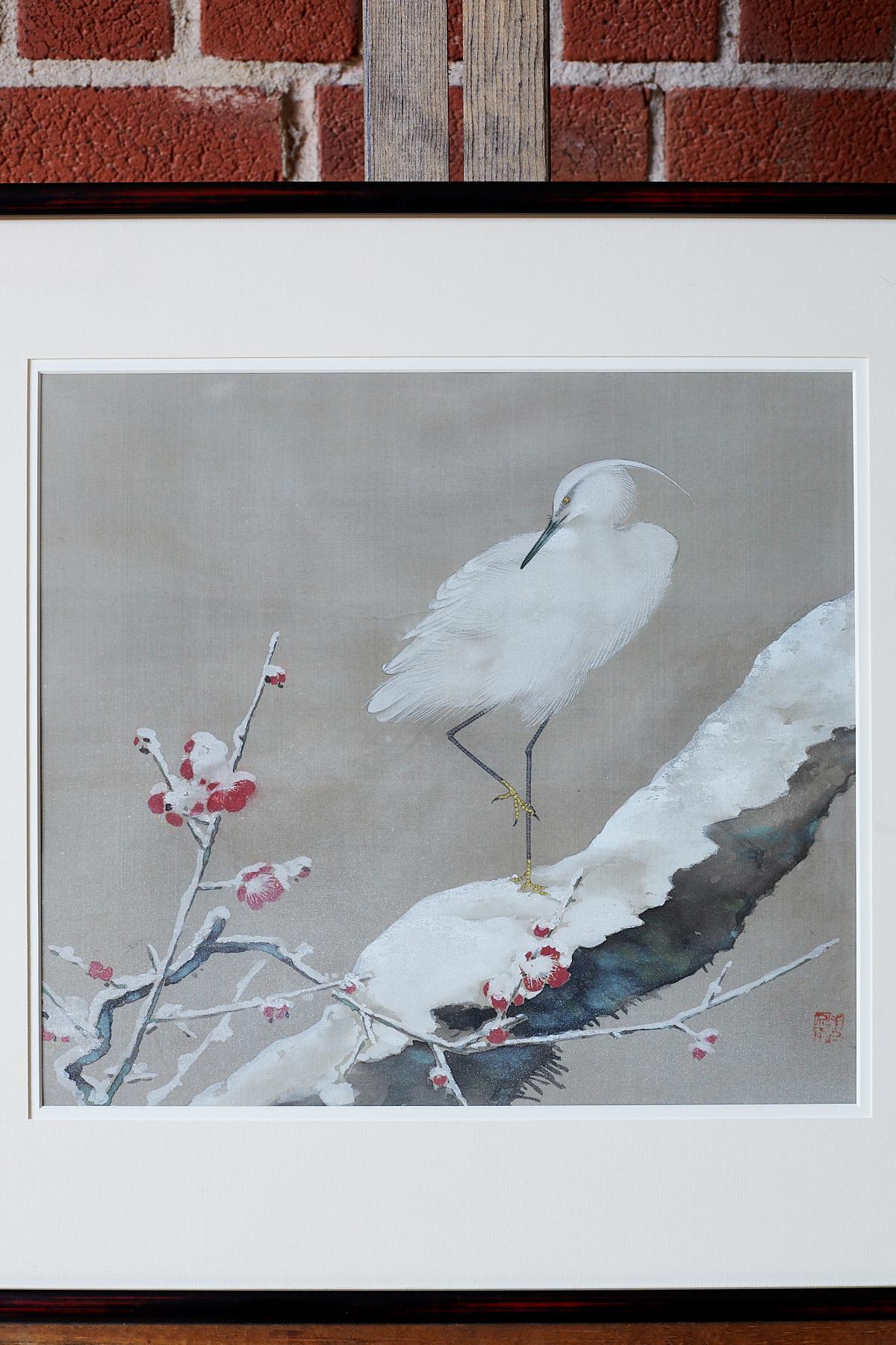 Japanese Showa Period Egret Painting by Miyata Yodo 1