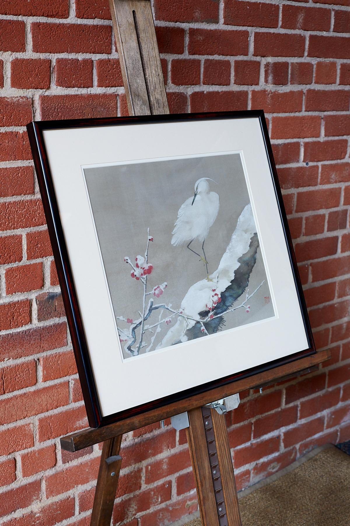 Japanese Showa Period Egret Painting by Miyata Yodo 2
