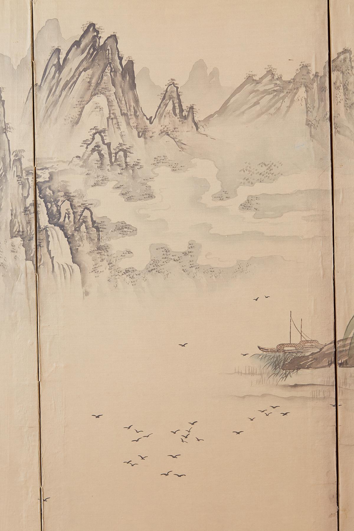 Japanese Showa Period Four Panel Landscape Screen 2
