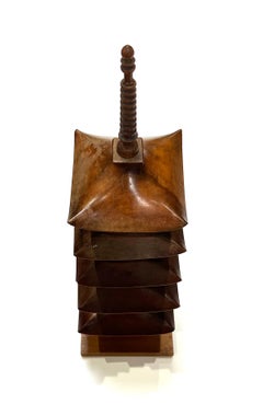 Maquette en teck d'une pagode datant de l'époque Showa au Japon