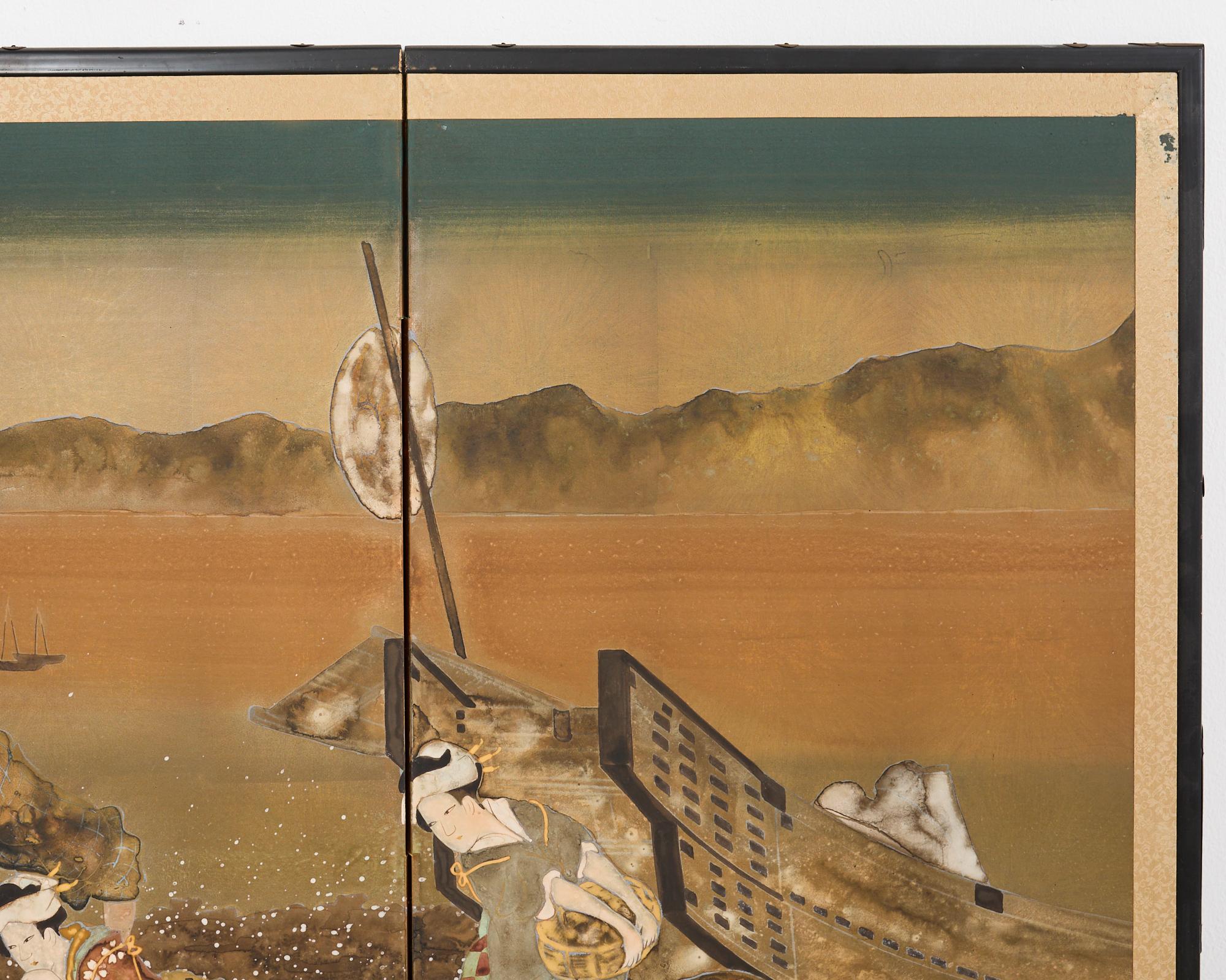 Écran Showa japonais rassemblant des coquillages d'après Katsushika Hokusai en vente 3