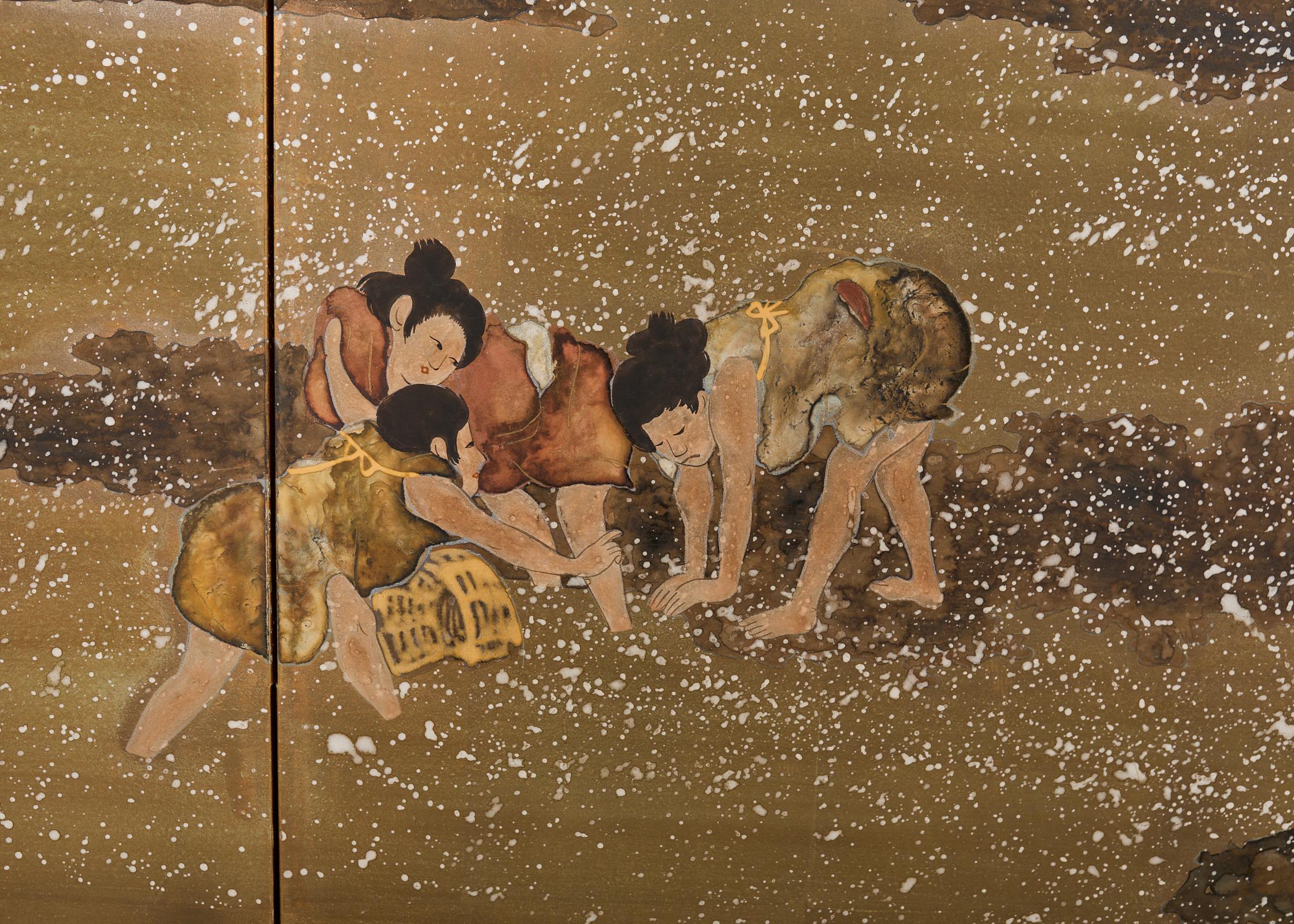 Écran Showa japonais rassemblant des coquillages d'après Katsushika Hokusai en vente 8