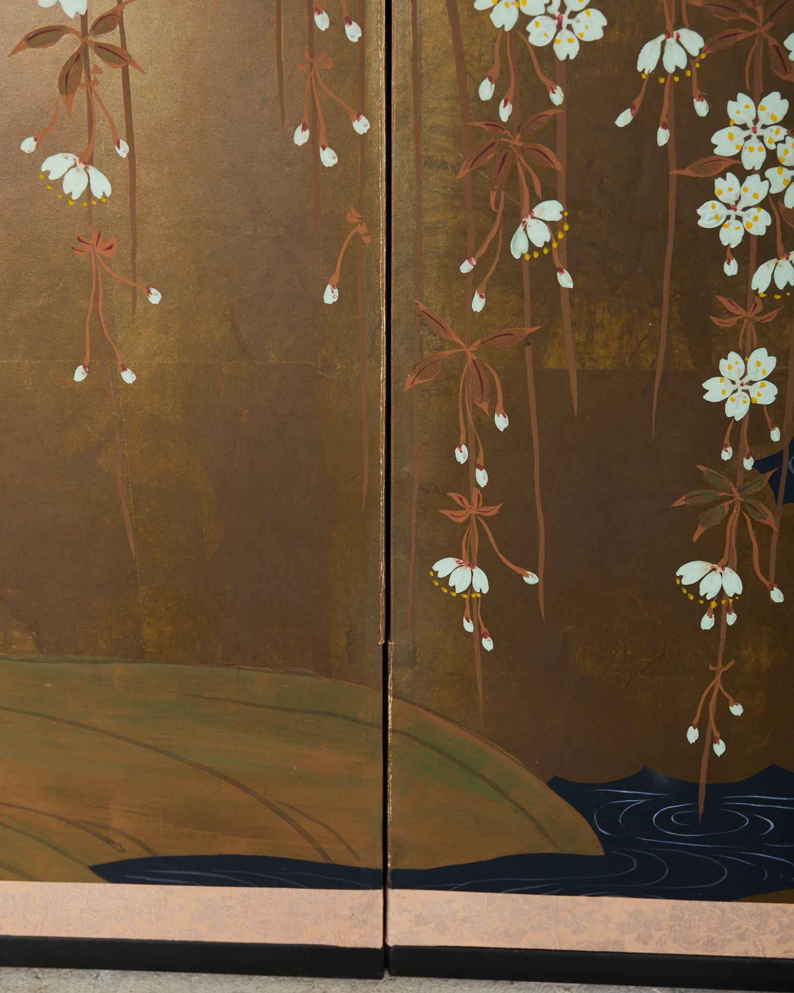 Japanese Showa-Raumteiler aus geblümtem Kirschbaumholz mit zwei Tafeln von River im Angebot 4