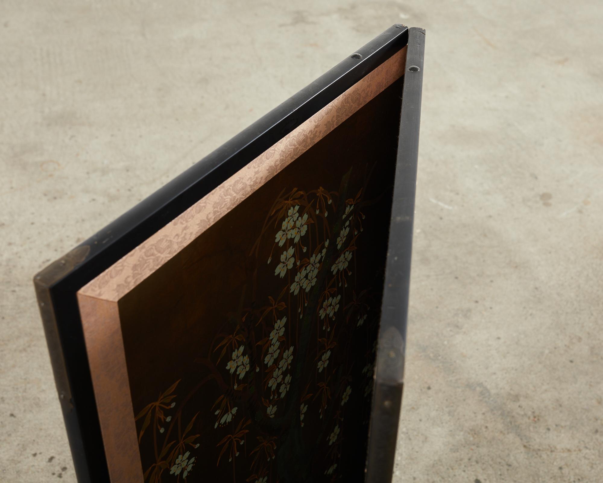Japanese Showa-Raumteiler aus geblümtem Kirschbaumholz mit zwei Tafeln von River im Angebot 9