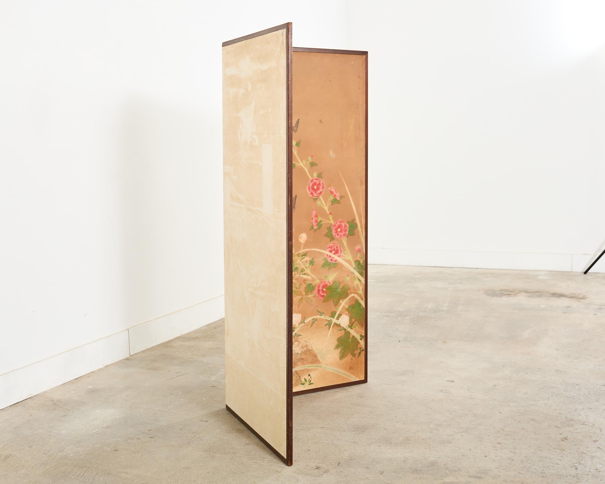 Japanese Showa Two Panel Screen Spring Flora and Fauna For Sale 6