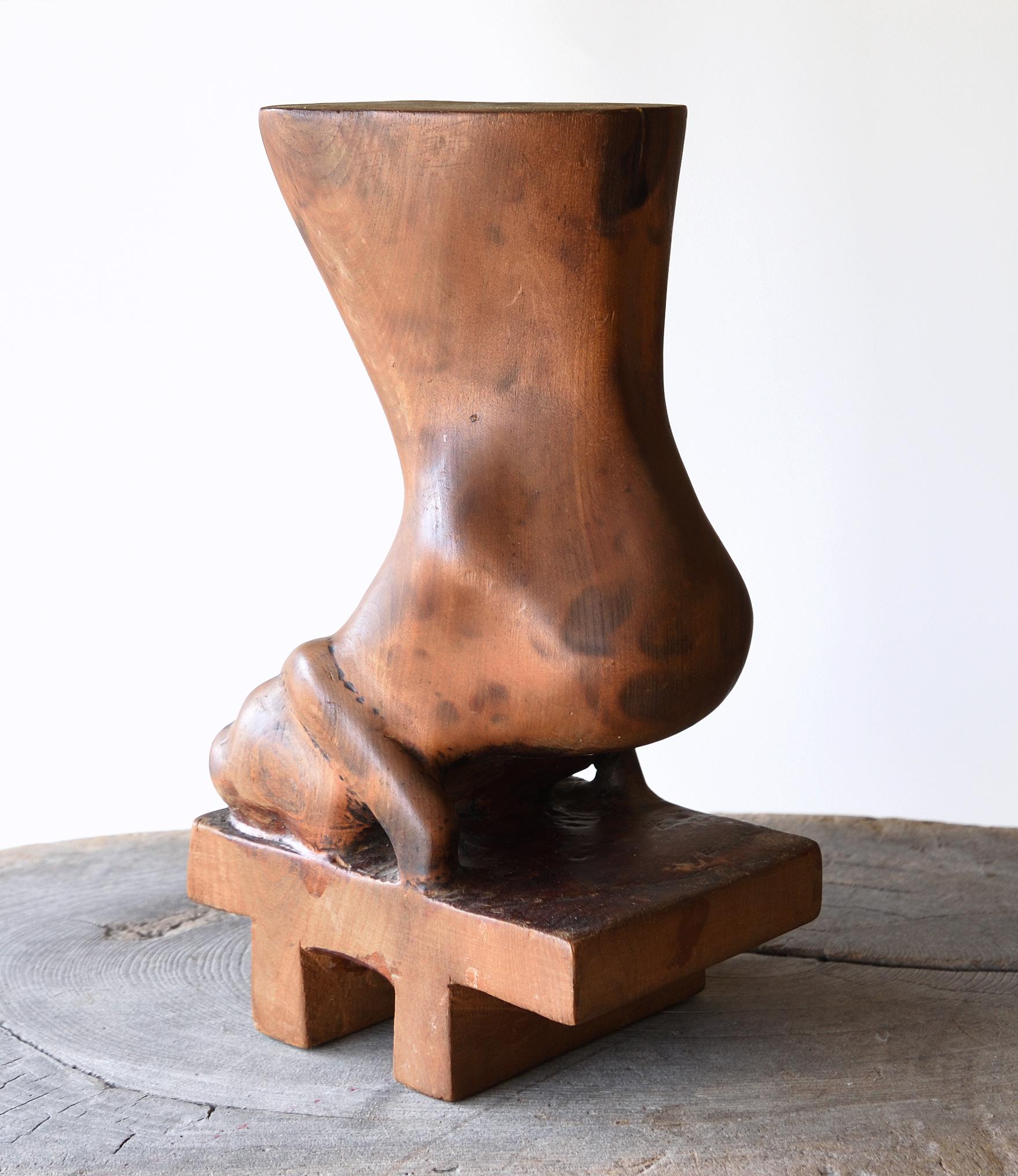 Japanese Showa Vintage Wooden Geta-Foot Sculpture For Sale 2