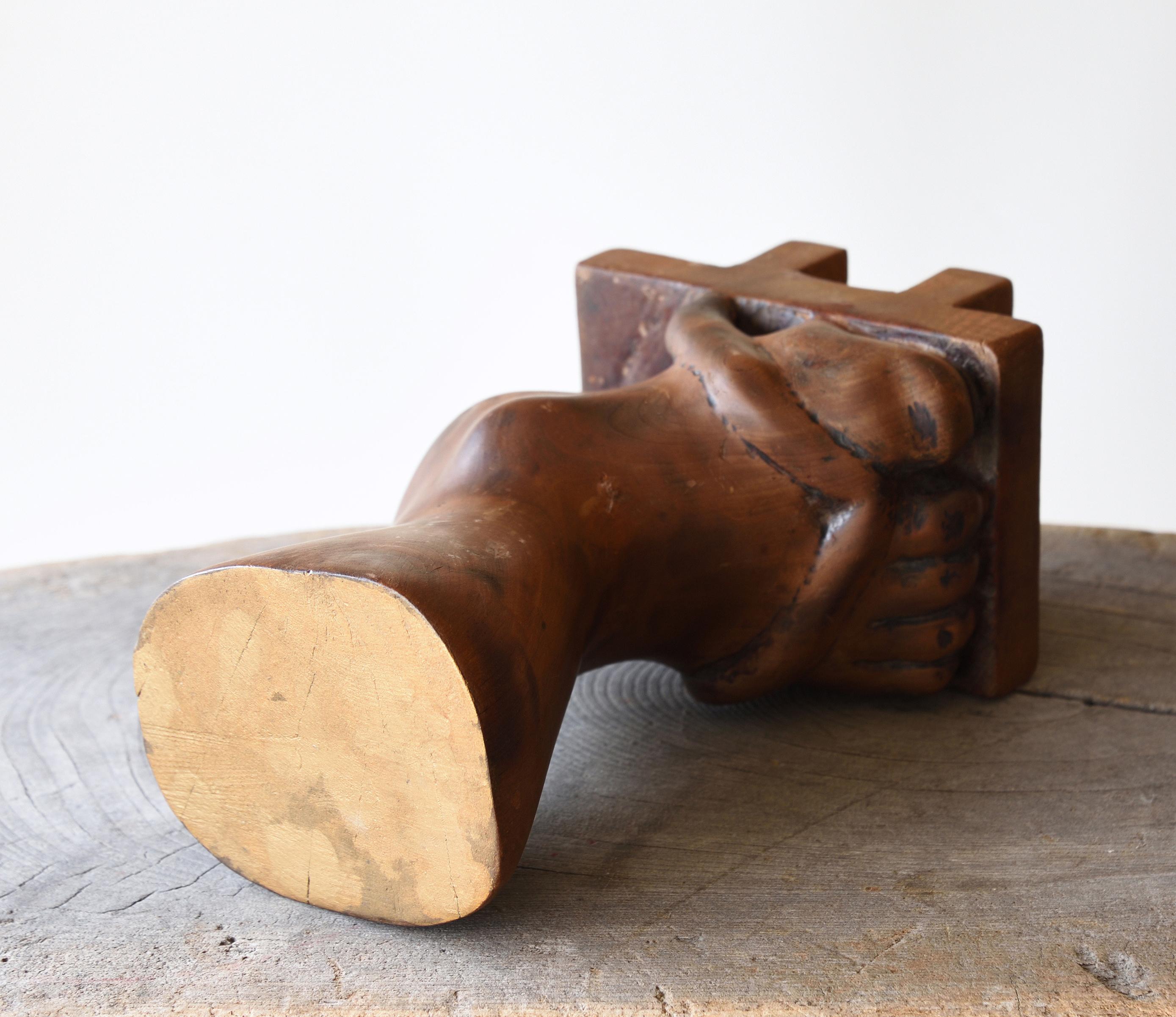 Japanese Showa Vintage Wooden Geta-Foot Sculpture For Sale 3