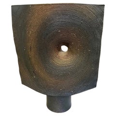 Japanese Signed Abstract Mid-Century Modern Bizen Ware Pottery Sculpture Vase