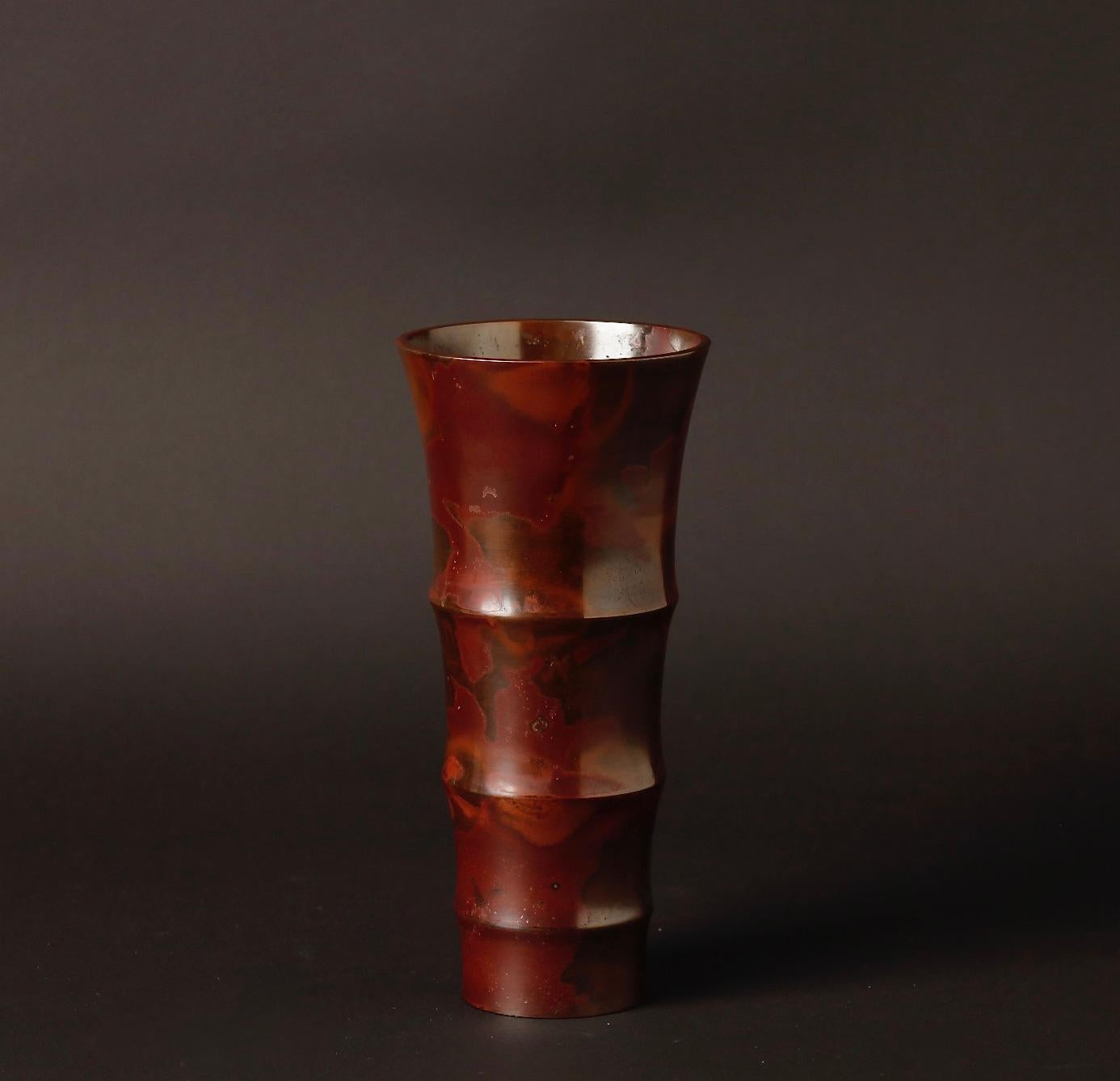 Bronze Vase japonais en bronze en forme de bambou signé par l'artiste de Nitten Sugai Shozo en vente