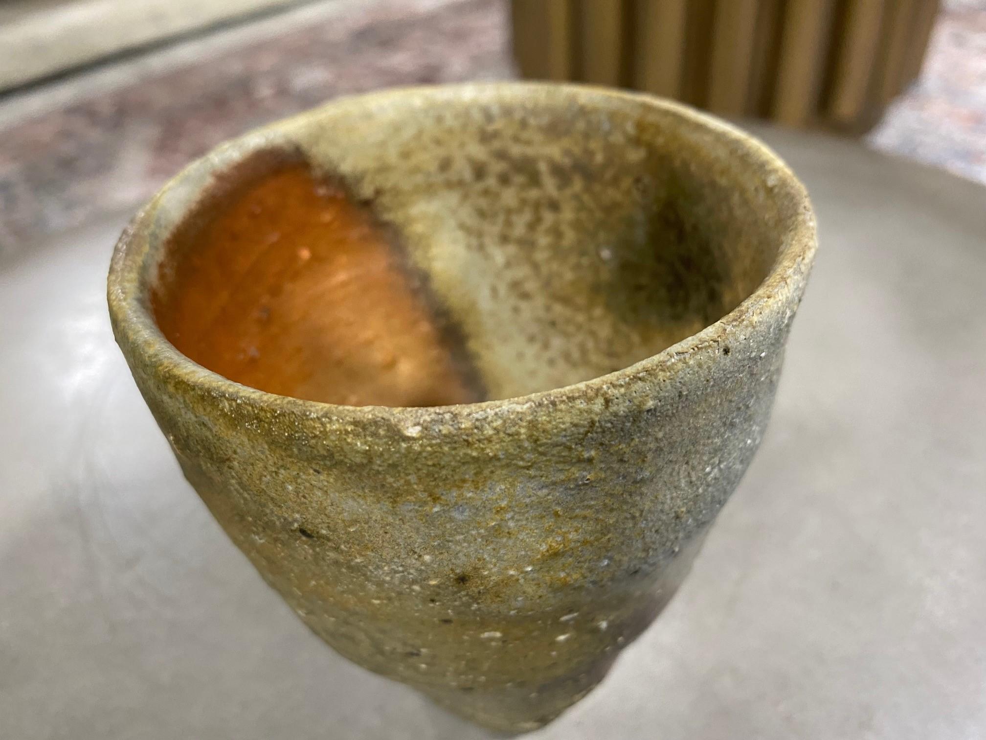 Japanese Signed Bizen Yaki Ware Ash Glaze Pottery Wabi-Sabi Tea Cup Vase 2