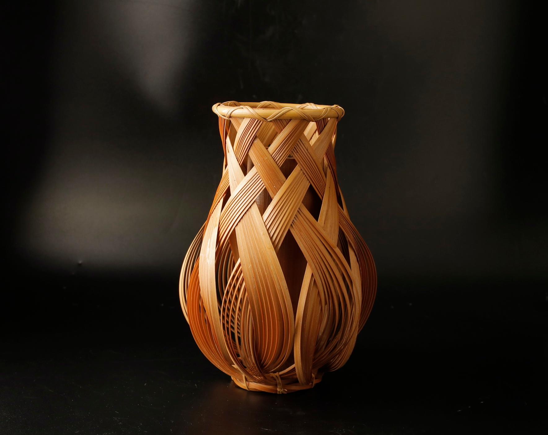 Hand-Crafted Japanese Signed Ikebana Bamboo Basket
