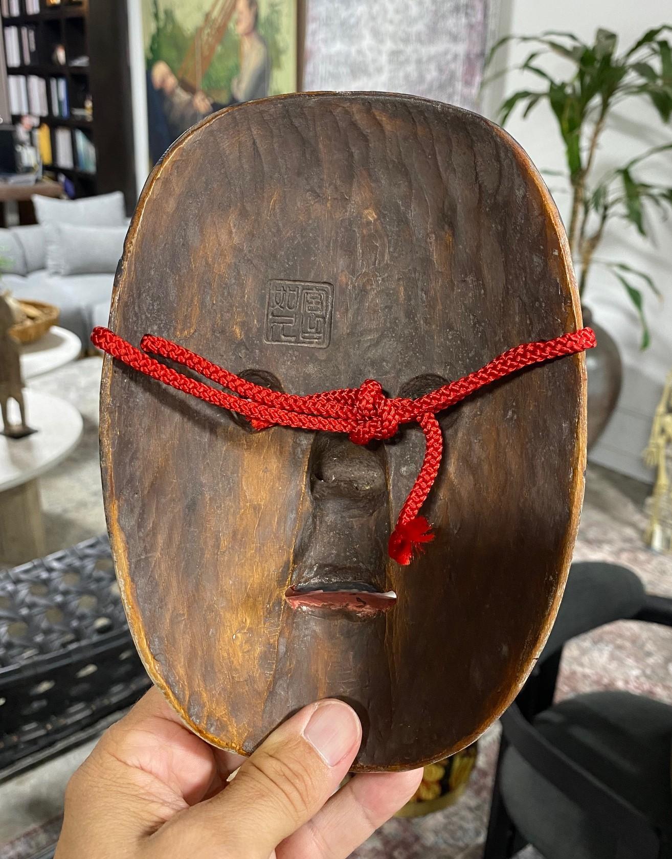 Japanese Signed Waka-Onna or Ko-Omote Wood Carved Noh Theater Mask, Showa 1900s For Sale 7