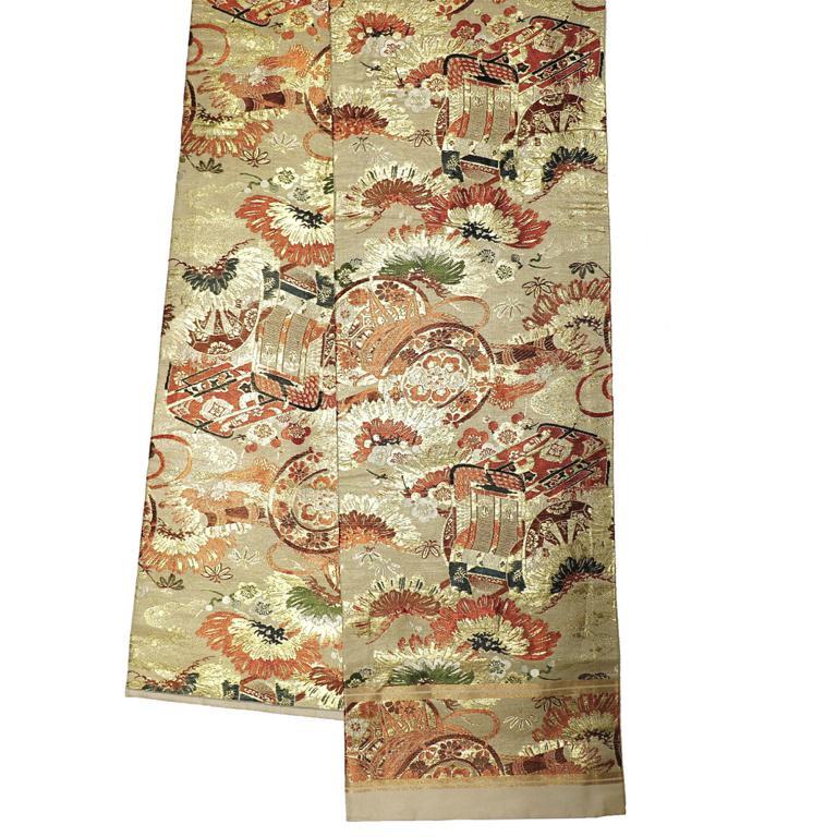 Early 20th Century Japanese Silk and Metallics Brocade Maru Obi
